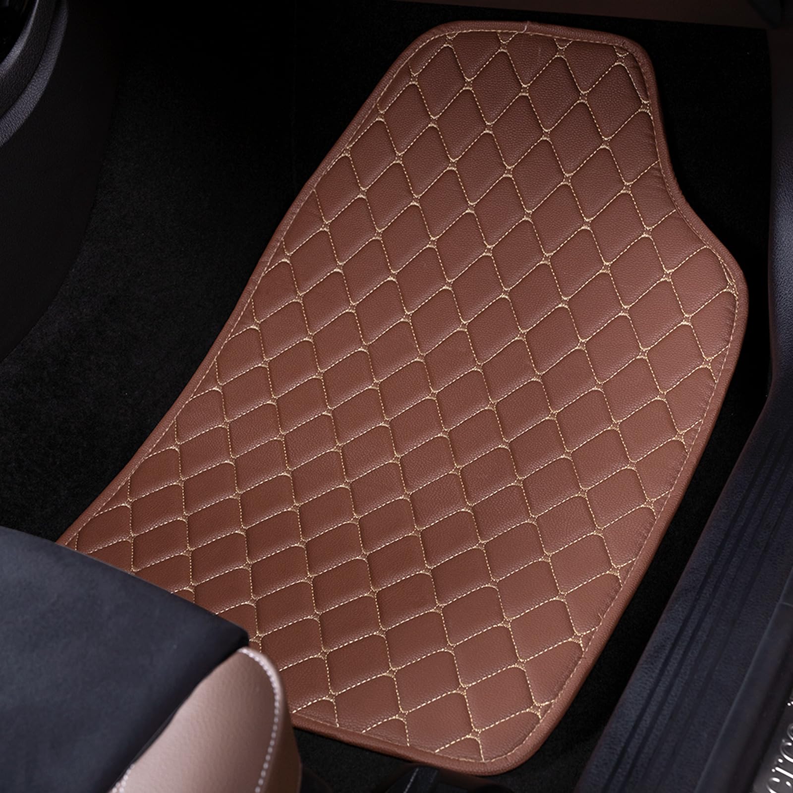 Premium Luxury Leather Car Mats - Universal Fit All Weather Floor Mats for Car, SUV, Van & Truck | Waterproof & Durable Interior Protection for Daily Commute & Road Trips