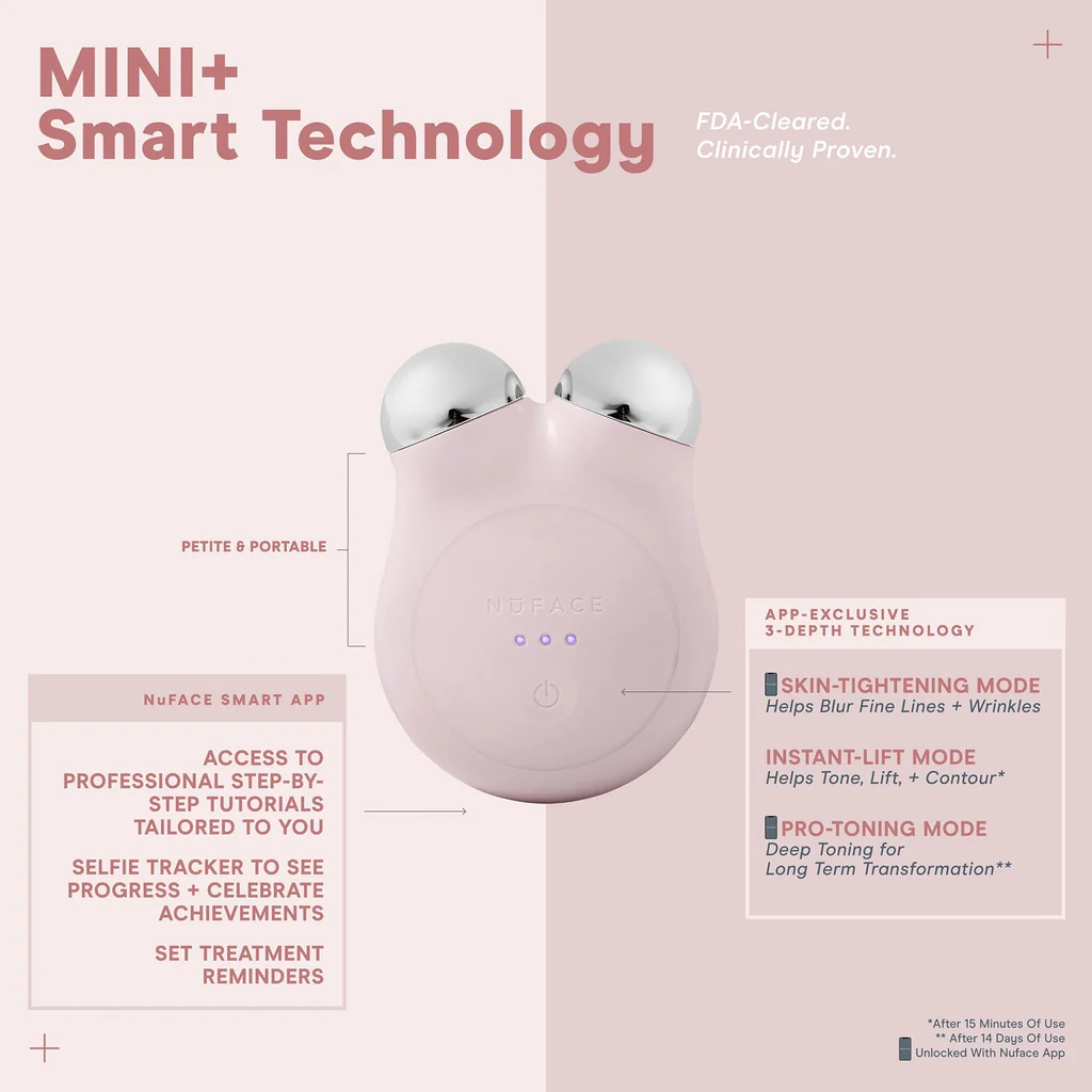NuFACE Mini Facial Toning Device with Starter Kit - Anti-Aging Microcurrent Skincare for Wrinkles & Firming - Perfect for Home Use & Travel