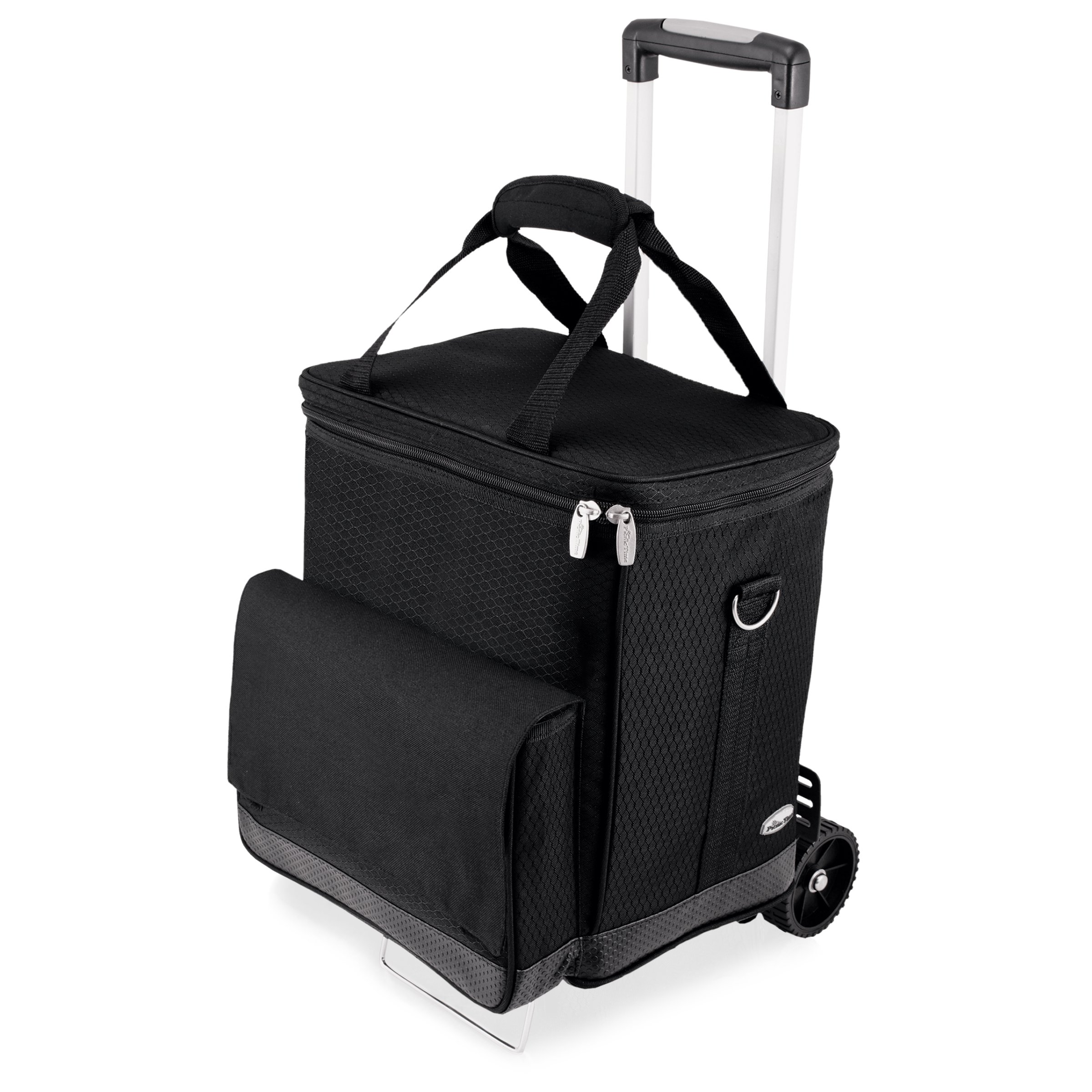 PICNIC TIME Cellar 6-Bottle Insulated Wine Carrier & Cooler Tote - Portable Water-Resistant Travel Cooler Bag for Picnics, Beach, Camping & Outdoor Events (Black with Gray Accents)