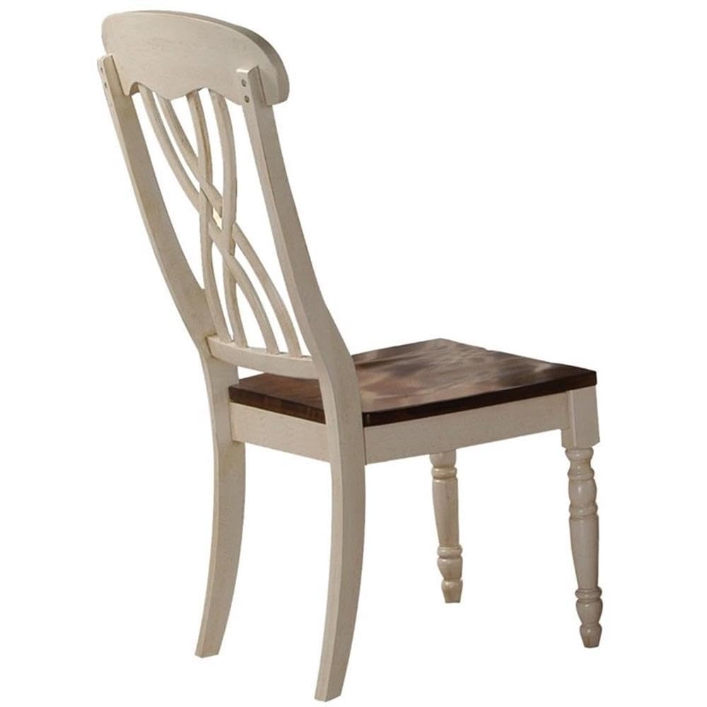 Acme Dylan Solid Oak Wooden Dining Chairs Set of 2 - Buttermilk Finish Side Chairs for Kitchen, Dining Room & Breakfast Nook - Sturdy Wooden Chairs for Home Decor