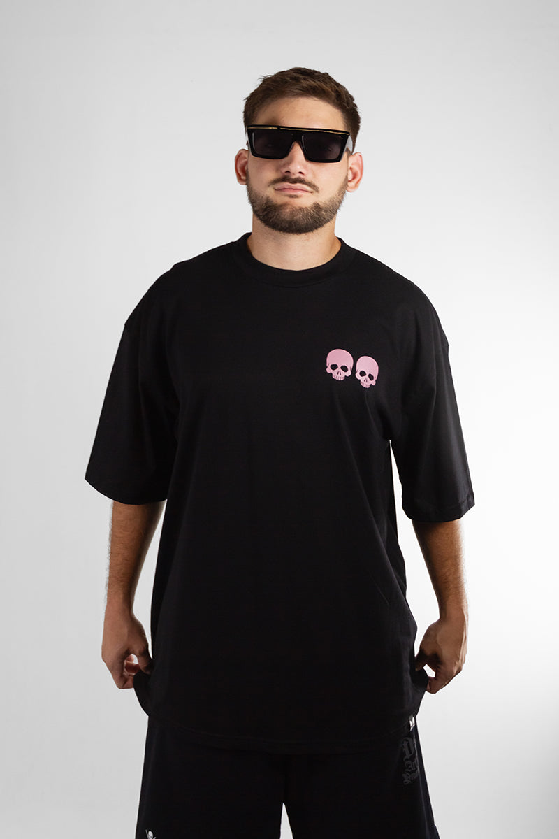Remera Dos Padres H 2 Fat Oversize Black Violet - Oversized Streetwear T-Shirt for Men, Urban Fashion, Hip Hop Style, Perfect for Casual Wear and Music Events