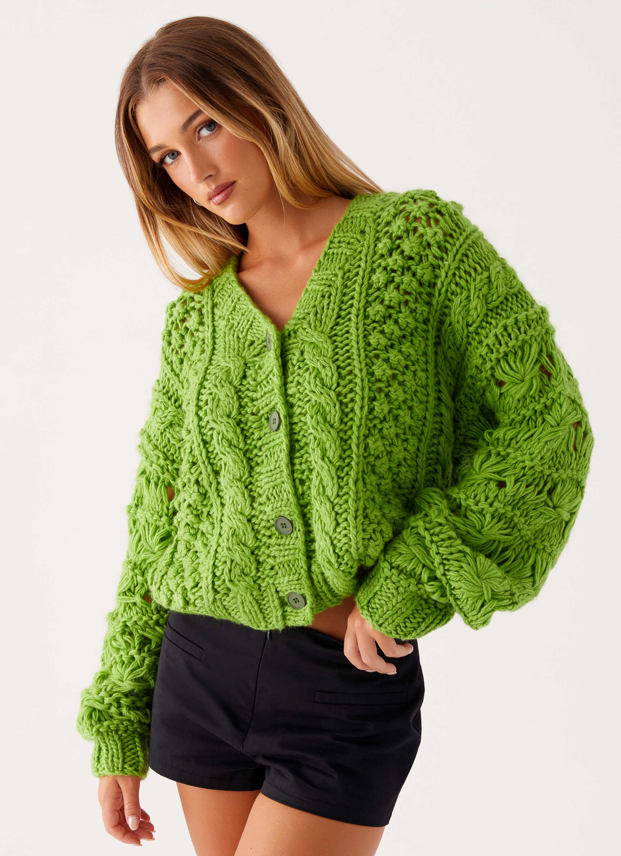 Stylish Hazel Knit Cardigan for Women - Soft & Cozy Green Sweater | Perfect for Fall & Winter Outfits, Casual Wear & Layering