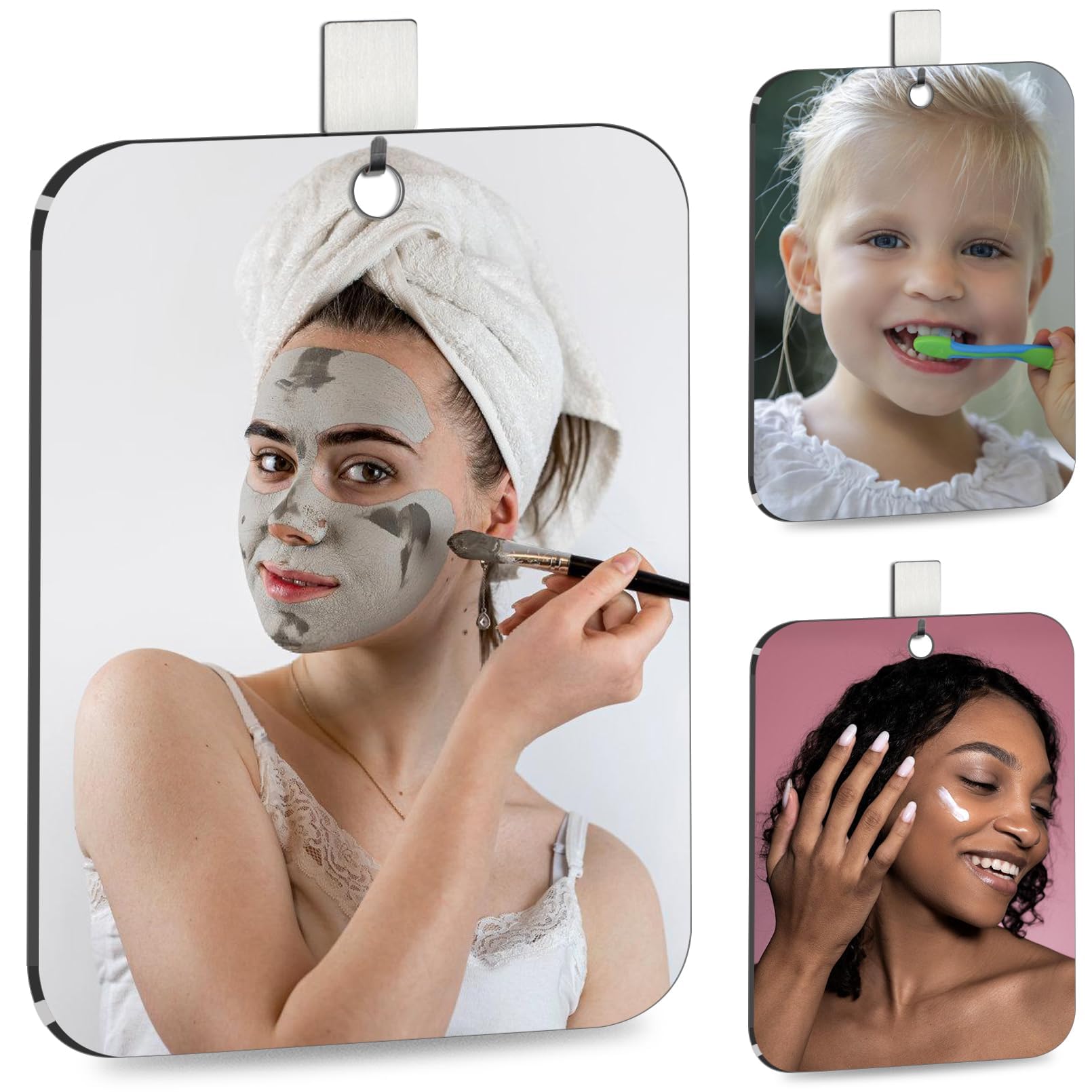 Fogless Shower Mirror for Shaving - 6x8 Inch Anti-Fog Bathroom Mirror, Unbreakable Plastic Wall Mounted Mirror for Shower, Locker & Travel - Perfect for Camping, Gym & Home Bathroom Use