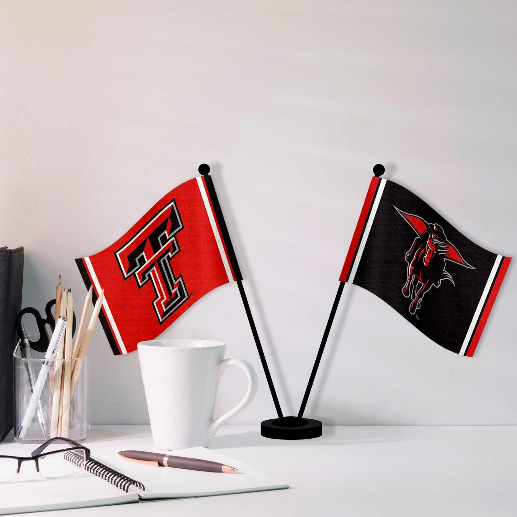 Texas Tech Red Raiders Desk & Table Top Flags - NCAA College Team Spirit Decor for Office, Home, or Game Day Party
