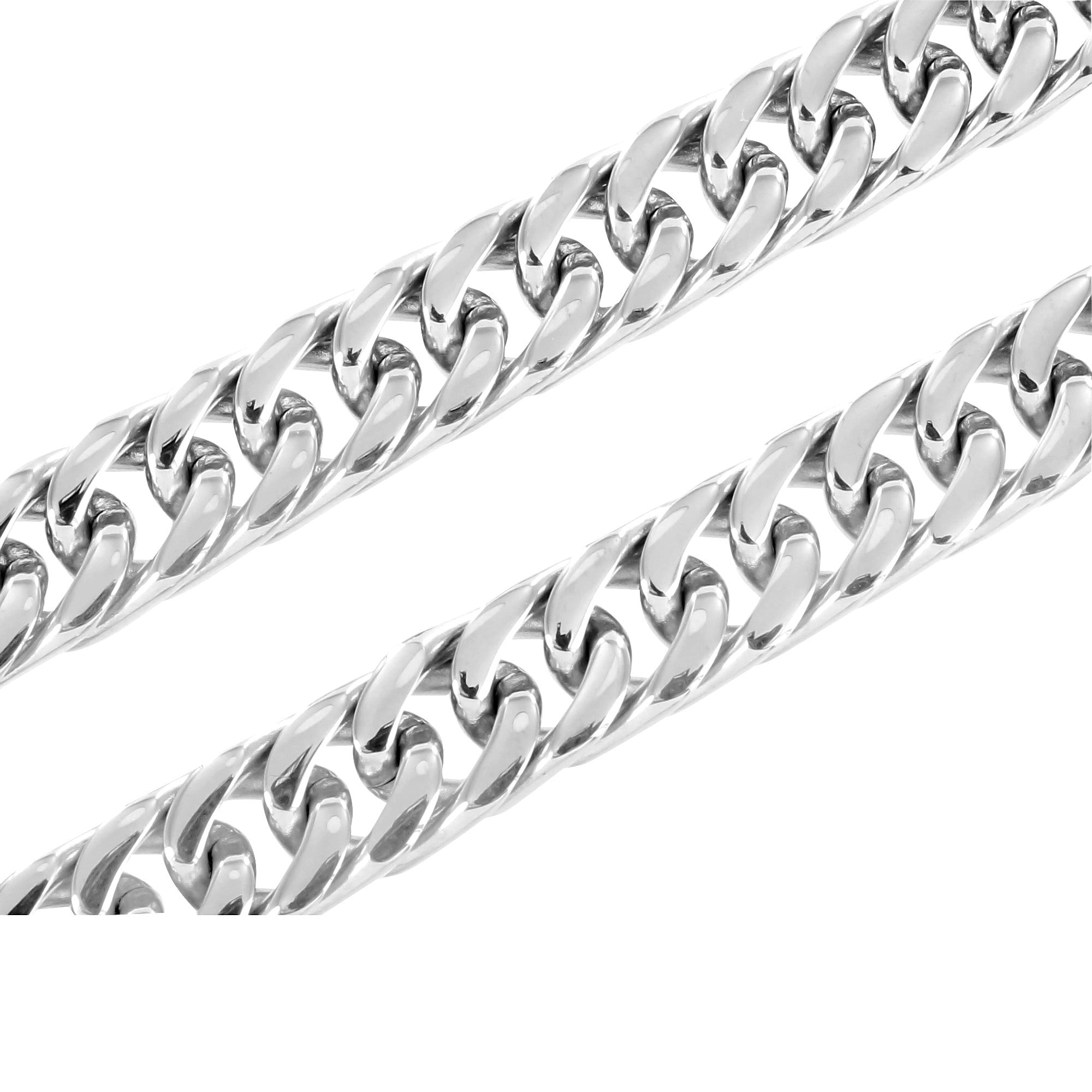 Premium Stainless Steel Miami Cuban Link Chain - 8mm Thick White Gold Plated Men's Jewelry for Hip Hop Style & Everyday Wear