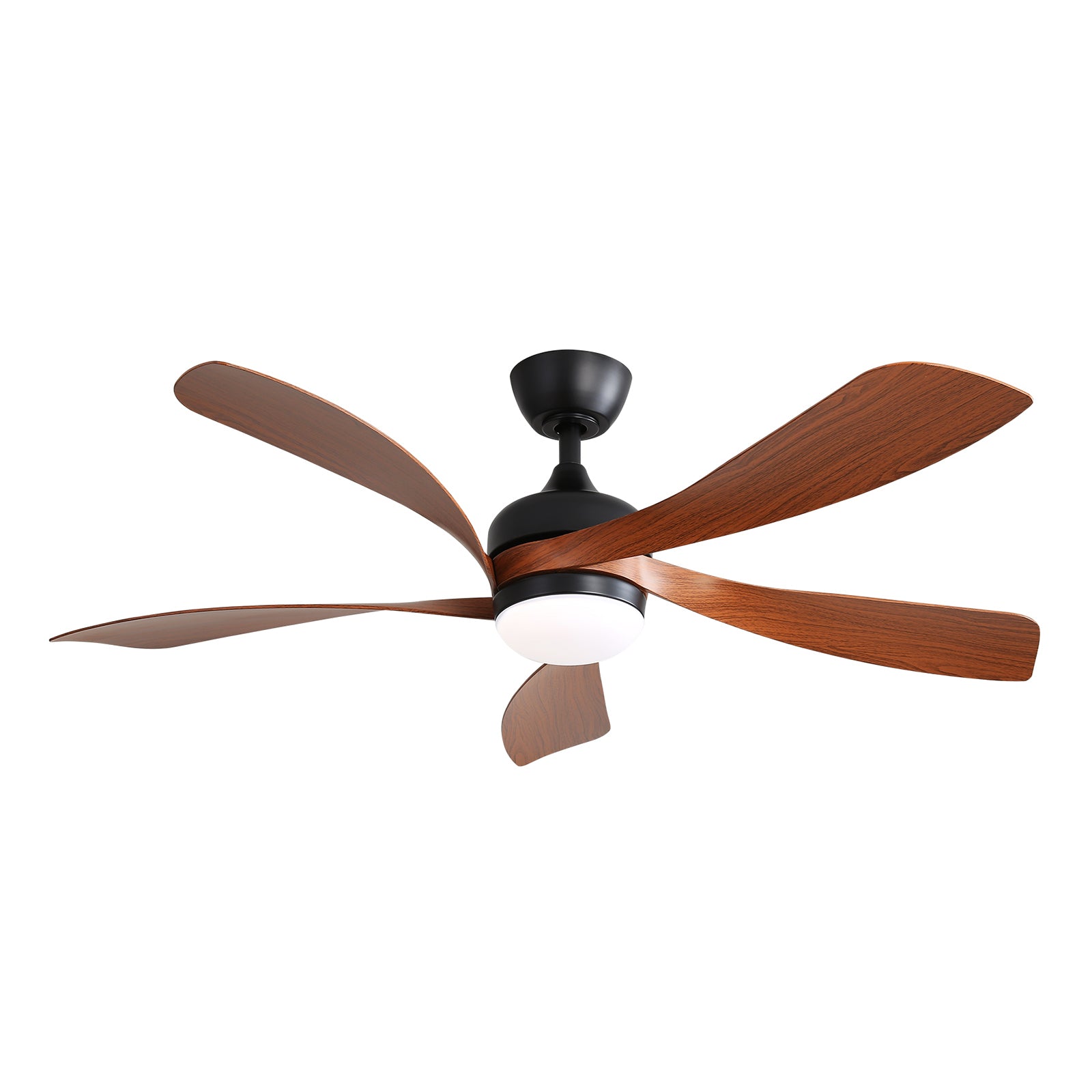 52 Inch Black Indoor Ceiling Fan with Remote Control - 3 Color Dimmable LED Light, 5 ABS Blades, Reversible DC Motor - Perfect for Living Room, Bedroom, and Office Spaces