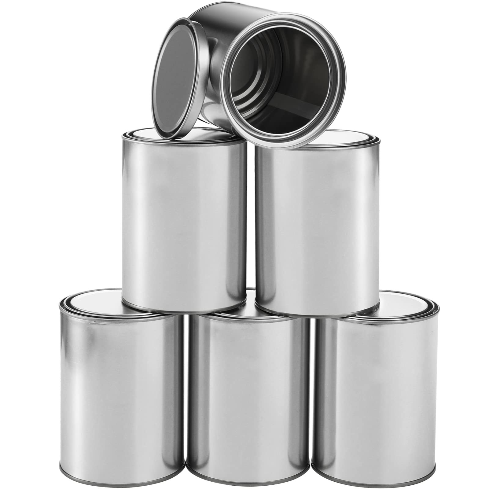 6 Pack Empty Metal Quart Paint Cans with Lids - Unlined Multipurpose Storage Containers for Arts, Crafts, DIY Projects, Painting & Garage Organization - Perfect for Paint Storage, Workshop Supplies & Home Decor Projects