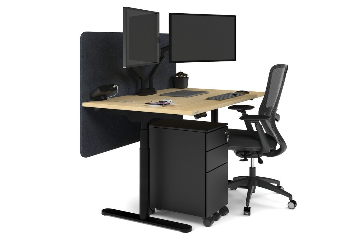 Flexi Premium Height Adjustable Single Workstation Desk - 1200L x 800W with Cable Management Scallop | Ergonomic Standing Desk for Home Office & Workspace