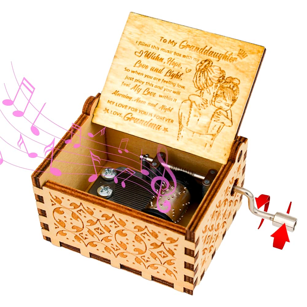 BoomBoomGifts Christmas & Birthday Gifts for Granddaughter - Leather Journal, Music Box & Keepsake Set | Thoughtful Present for Granddaughter | Perfect for Holidays, Special Occasions & Memory Keeping