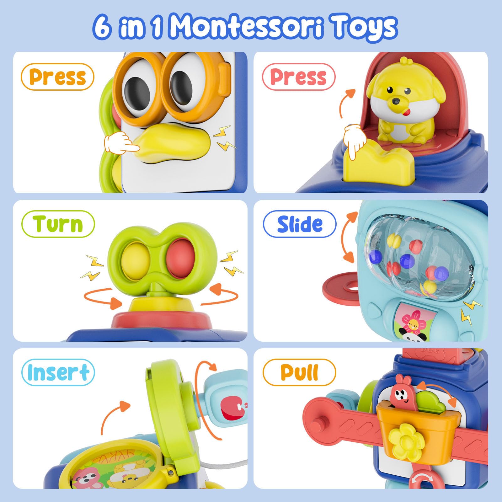 Montessori Sensory Toys for Toddlers 1-3 Years Old - Educational Busy Cube for Fine Motor Skills Development | Perfect Travel Activity & Learning Gift for 12-18 Month Babies | Great for Airplane, Car Rides & Early Childhood Education
