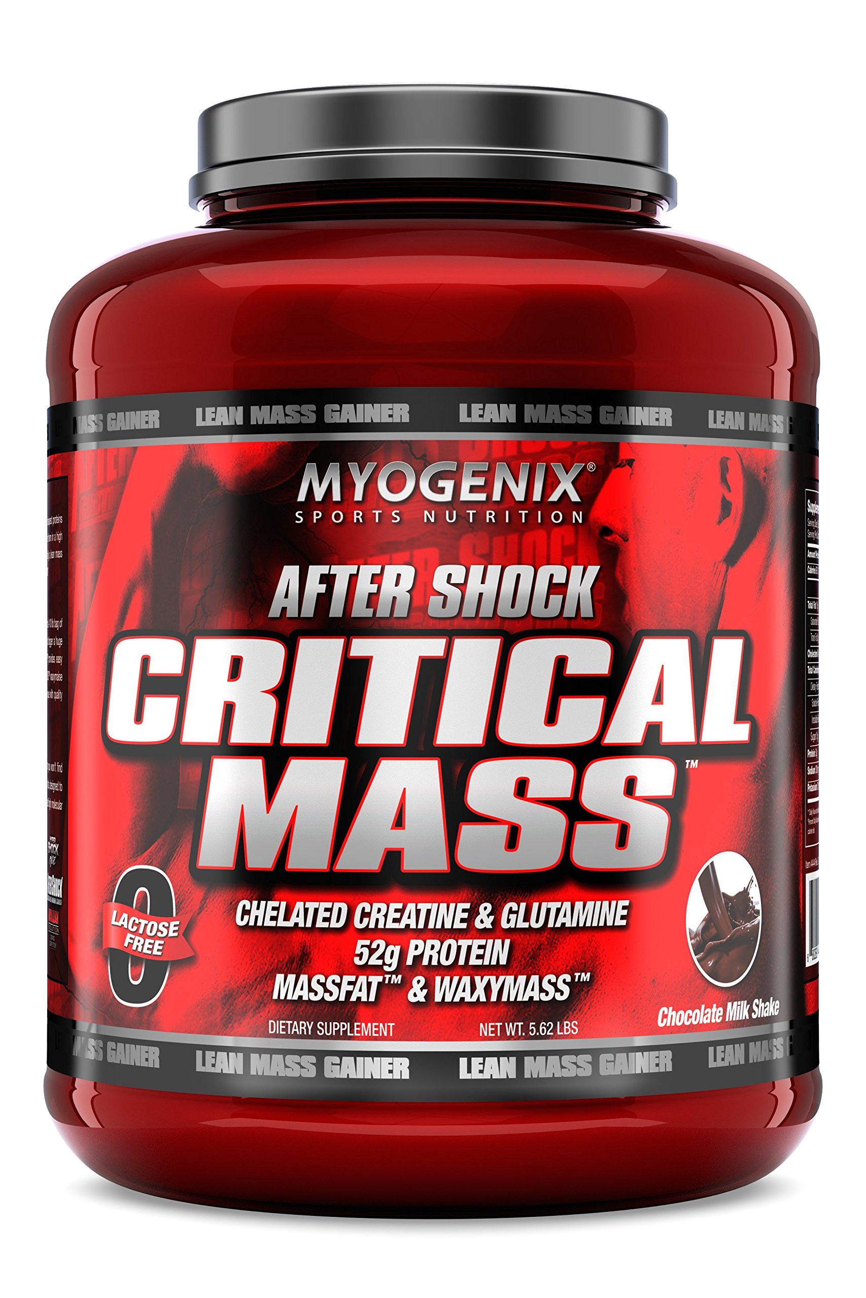 Myogenix Critical Mass Chocolate Muscle Mass Gainer - Lactose Free Whey Protein Powder for Weight Gain & Muscle Growth (6.01 lbs) - Post Workout Recovery & Bodybuilding Supplement