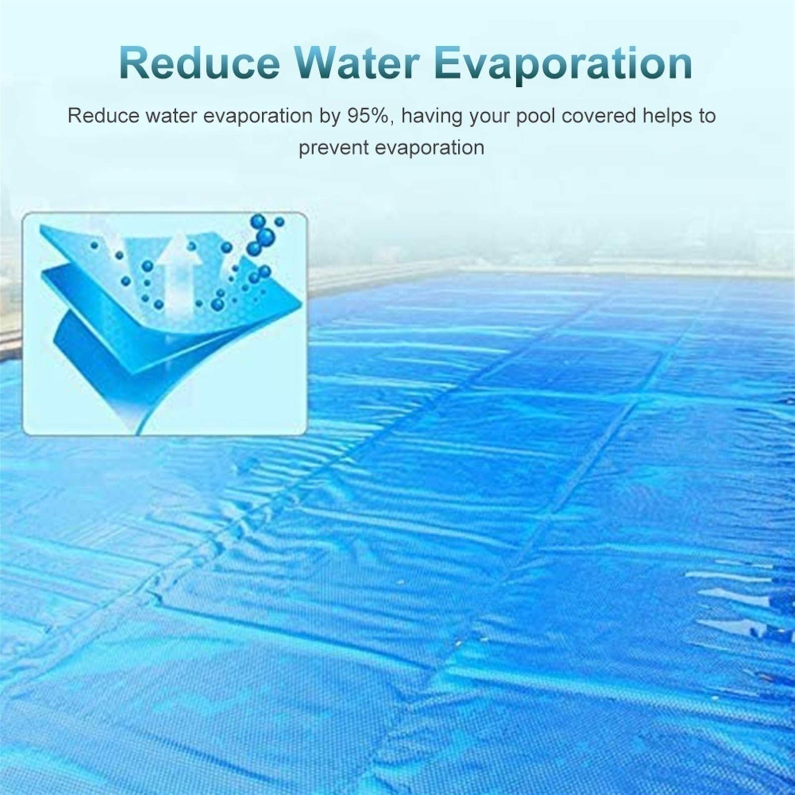 Heavy-Duty 400G/M² Solar Thermal Pool Cover - Rectangle Blue Tarpaulin for Above Ground & Frame Swimming Pools (4m x 4m/13ft×13ft) - Summer Protection & Heat Retention Solution