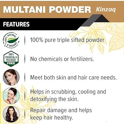 Kinzaq Herbal Amla Hair Powder & Multani Mitti Powder for Skin, Hair & Face Cleansing (Combo Pack 100g Each) - Natural Ayurvedic Beauty Treatment for Glowing Skin & Healthy Hair Growth