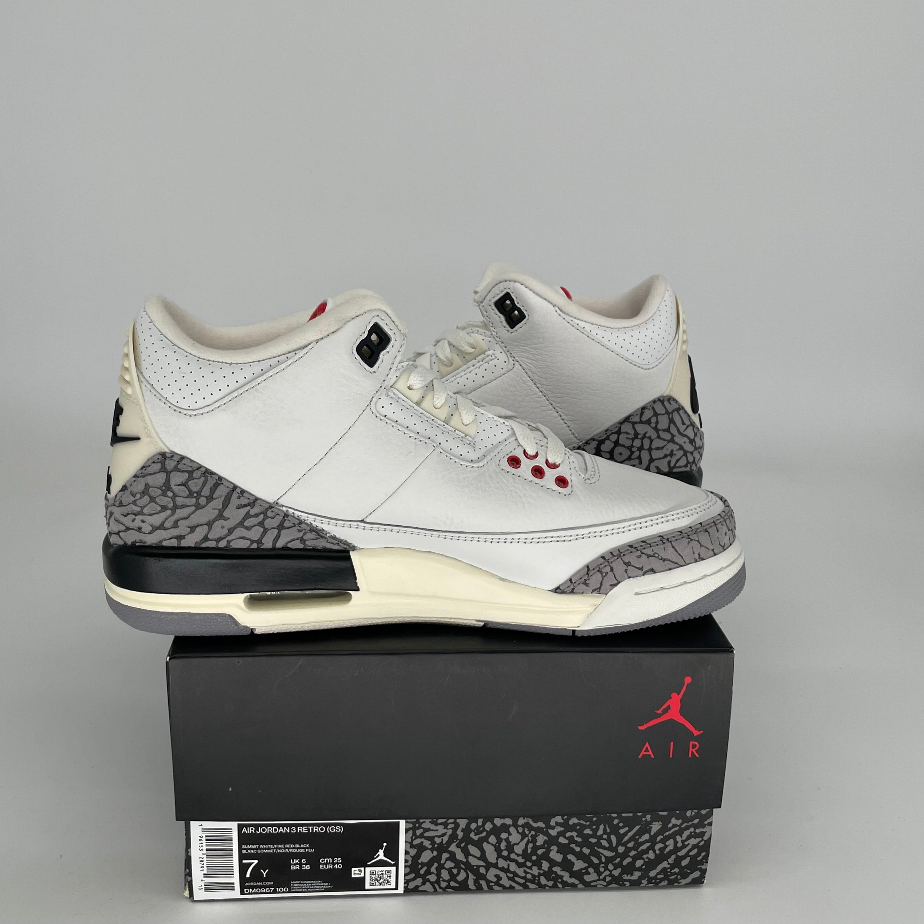 AIR JORDAN 3 White Cement Reimagined Retro Sneakers - Size 7Y (DM0967-100) - Authentic Basketball Shoes for Men & Kids - Perfect for Sports, Streetwear & Sneaker Collectors