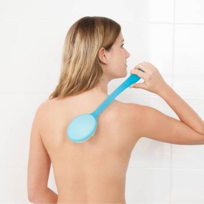 Premium Long Handle Body Scrub Brush - Exfoliating Bath Brush for Men & Women - Back Scrubber with Extended Handle - Pack of 1 - Ideal for Shower, Bath & Spa Exfoliation (M4)