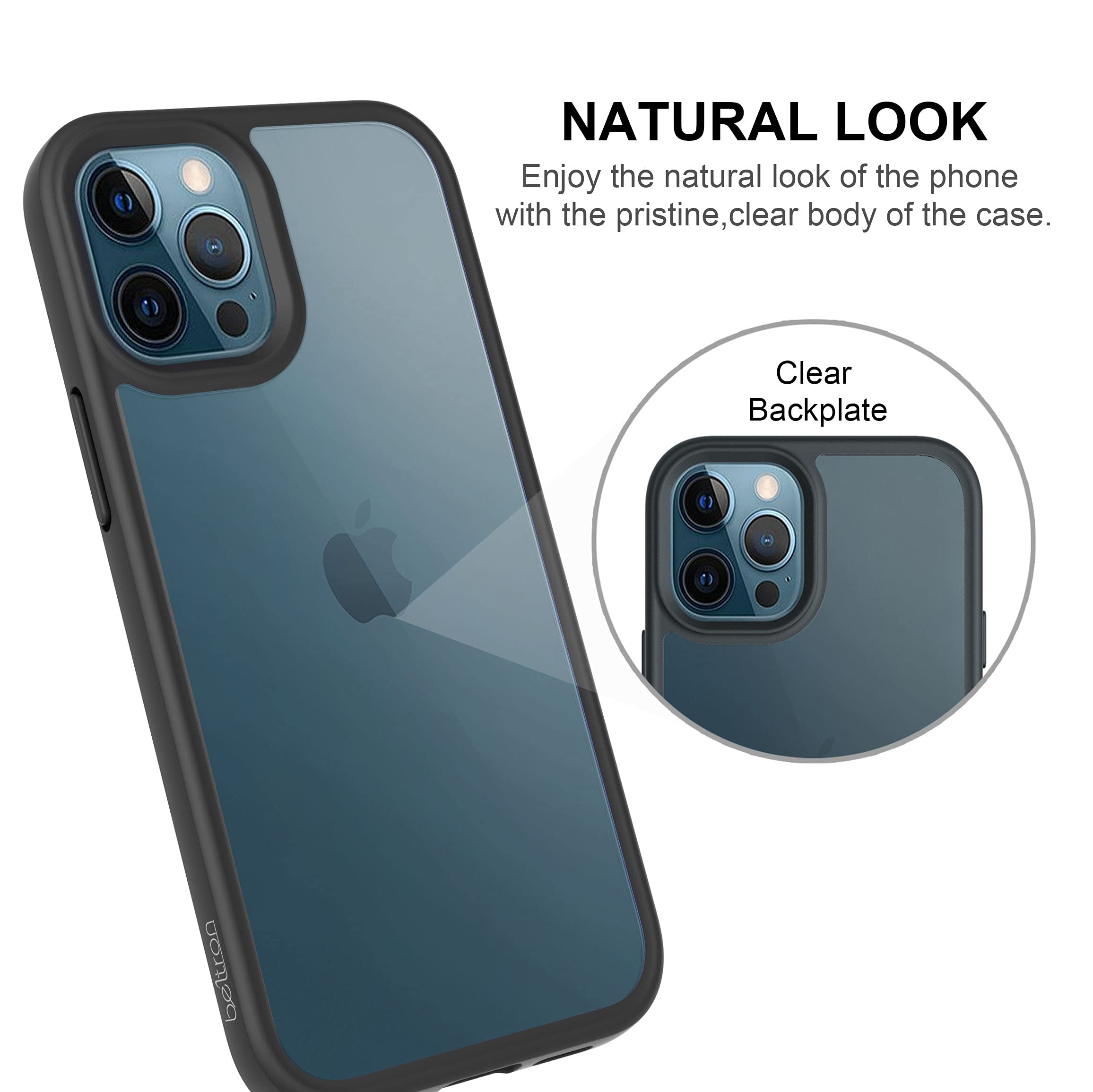 iPhone 12 Pro Max Belt Clip Case - Slim Clear Protective Cover with Rotating Holster & Built-in Kickstand | 6.7 Inch Transparent Full Body Protection | Perfect for Outdoor Work, Hiking, and Hands-Free Convenience