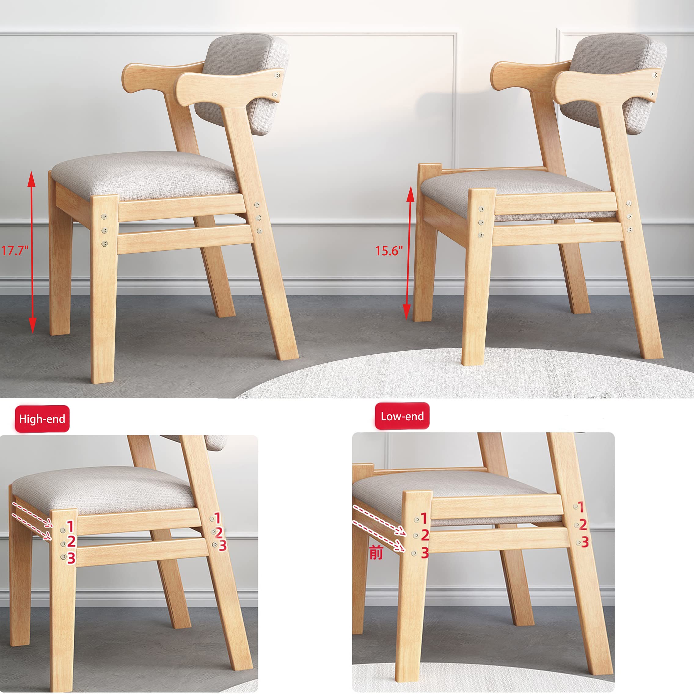 Adjustable Kids Study Chair - Rubber Wood Height-Adjustable Dining, Office & Leisure Chair (Brown) - Perfect for Homework, Meals & Relaxation