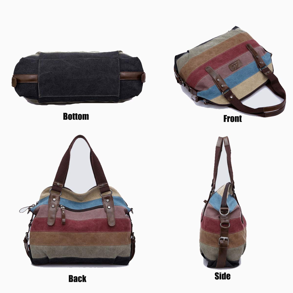 Stylish Women's Canvas Shoulder Bags - Multi-Color Hobo Handbags, Casual Messenger & Crossbody Tote with Top Handle | Perfect for Work, Travel & Everyday Use