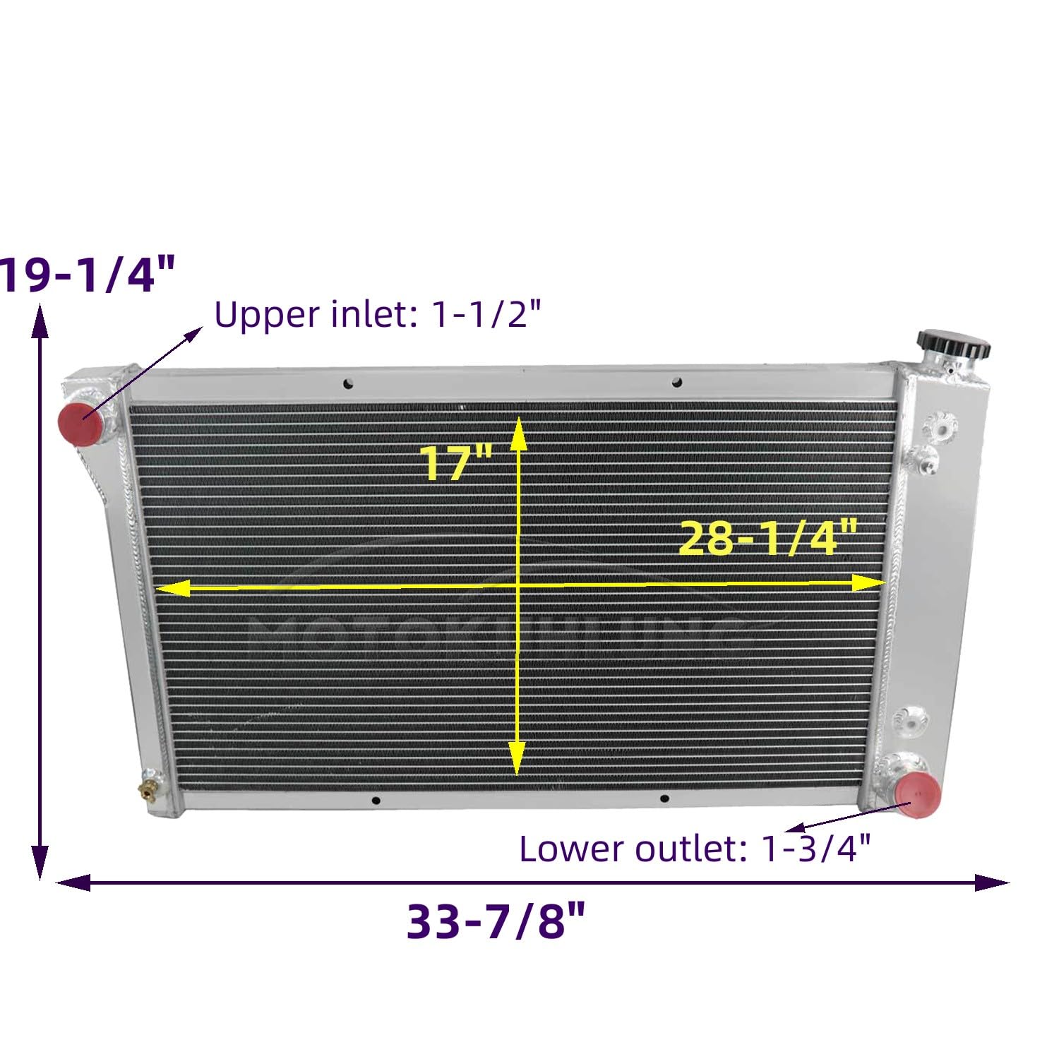 3 Row Aluminum Radiator Shroud Fan with Thermostat - Compatible with Chevy C/K/G/P 10 20 30 Pickup, Blazer, Suburban & GMC (1967-1972) - P15 P25 P35 G15 G25 G35 K25/K2500 K35/K3500 C15/C1500 - Heavy-Duty Cooling for Classic Trucks & Off-Road Adventures