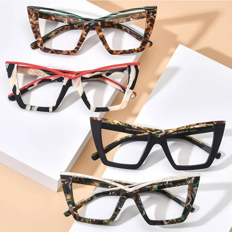 CCspace Unisex Full Rim Big Square Acetate Eyeglasses 57161 - Stylish & Durable Eyewear for Men & Women - Perfect for Work, Reading & Fashion Accessories