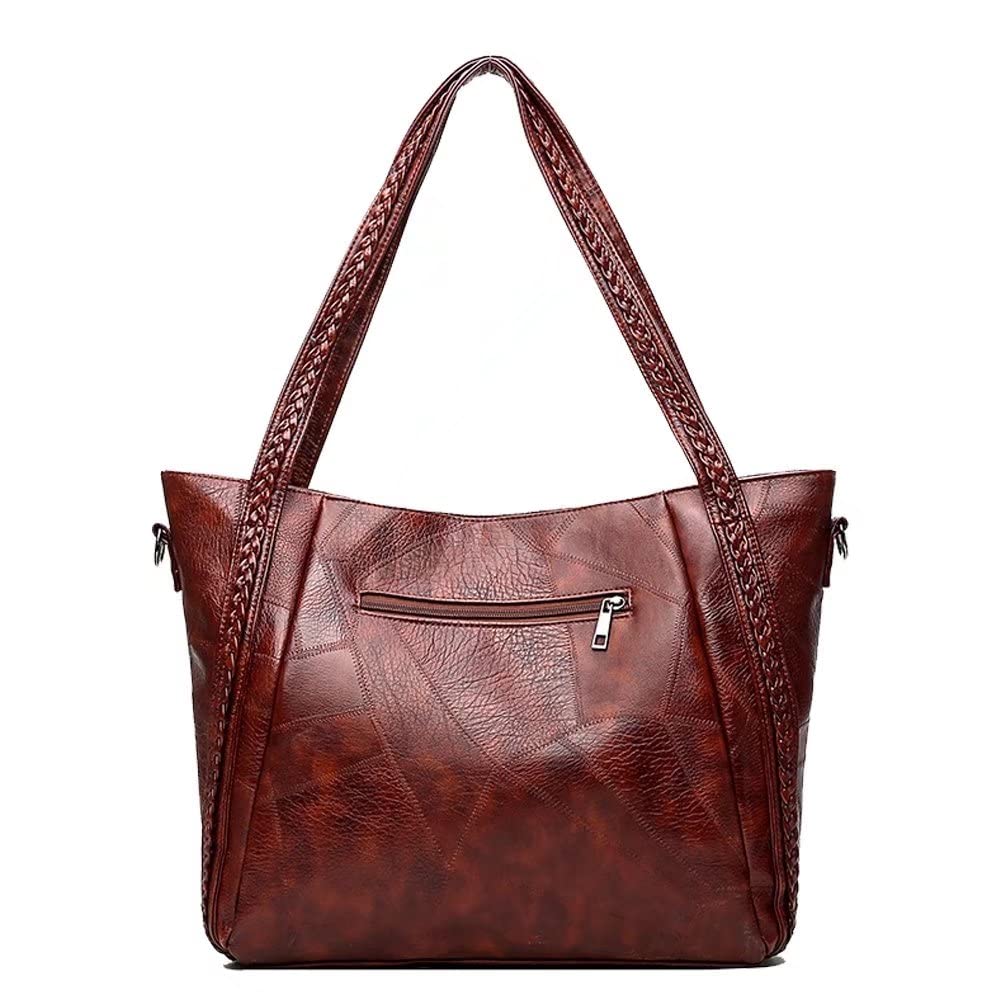 Mudono Women's Large Capacity Leather Top Handle Tote Bag - Vintage Crossbody Shoulder Bag Purse for Work, Travel & Daily Use