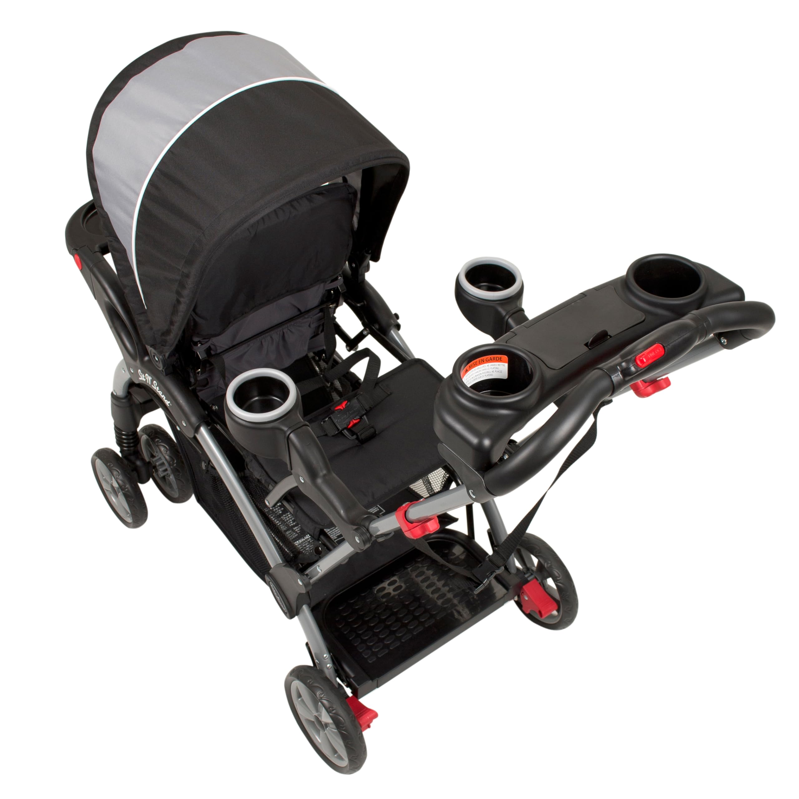 Baby Trend Sit N' Stand Lightweight Foldable Double Stroller with Parent & Child Tray - Front & Back Seats for Toddlers & Infants | Perfect for Shopping, Travel & Outdoor Walks (Phantom)