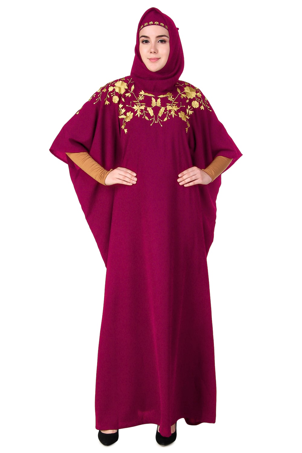 Exquisite Hand-Embroidered Floral Kaftan Dress for Women | Boho Chic Beach Cover Up | Perfect for Summer Vacations, Pool Parties & Resort Wear