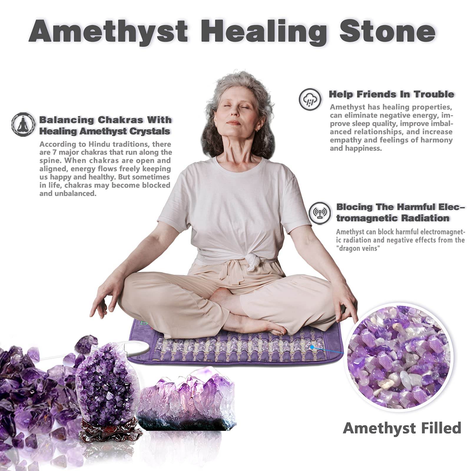 UTK Infrared Heating Pad with Amethyst Stones - Large 40