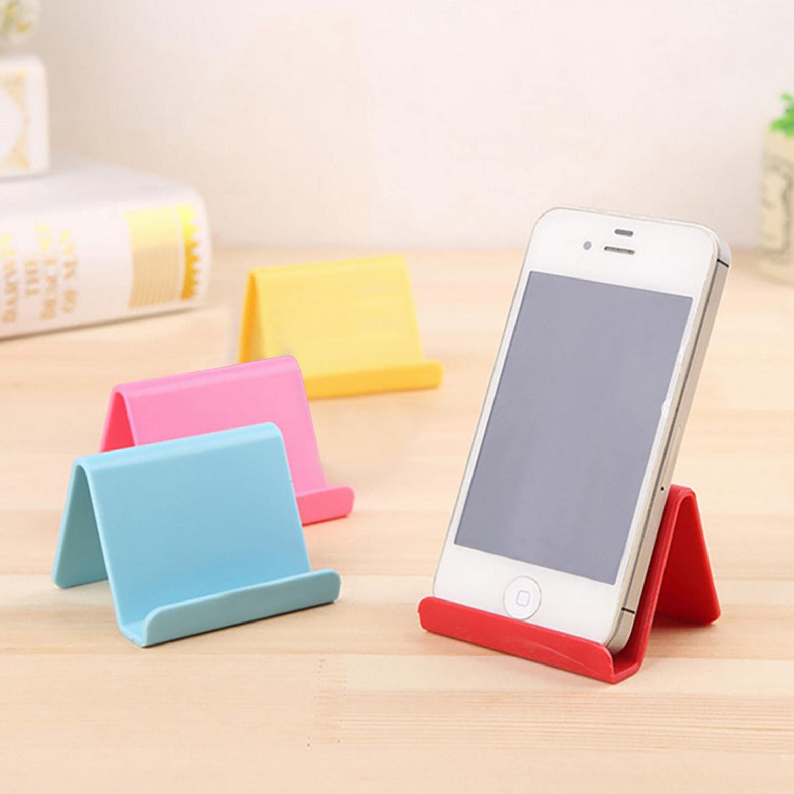 WANGHUI Mini Portable Foldable Phone Stand Holder - Adjustable Desktop Cell Phone Mount for iPhone, Samsung & Smartphones (Red) | Perfect for Office, Home, Watching Videos & Video Calls