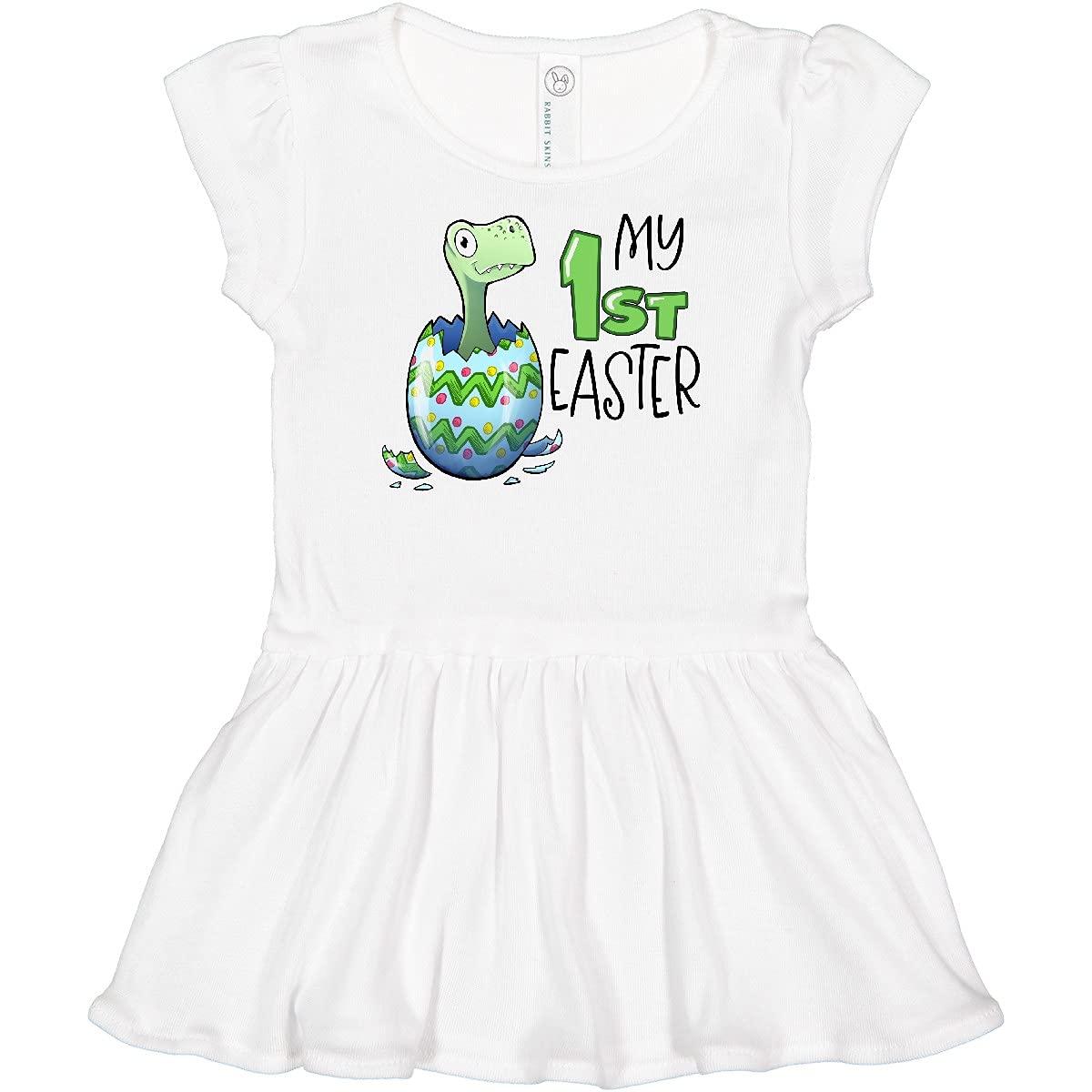 Inktastic My 1st Easter Dinosaur Hatching Egg Baby Dress - Cute Easter Outfit for Infants, Toddler Girls Easter Party, Photo Shoot & Spring Celebration