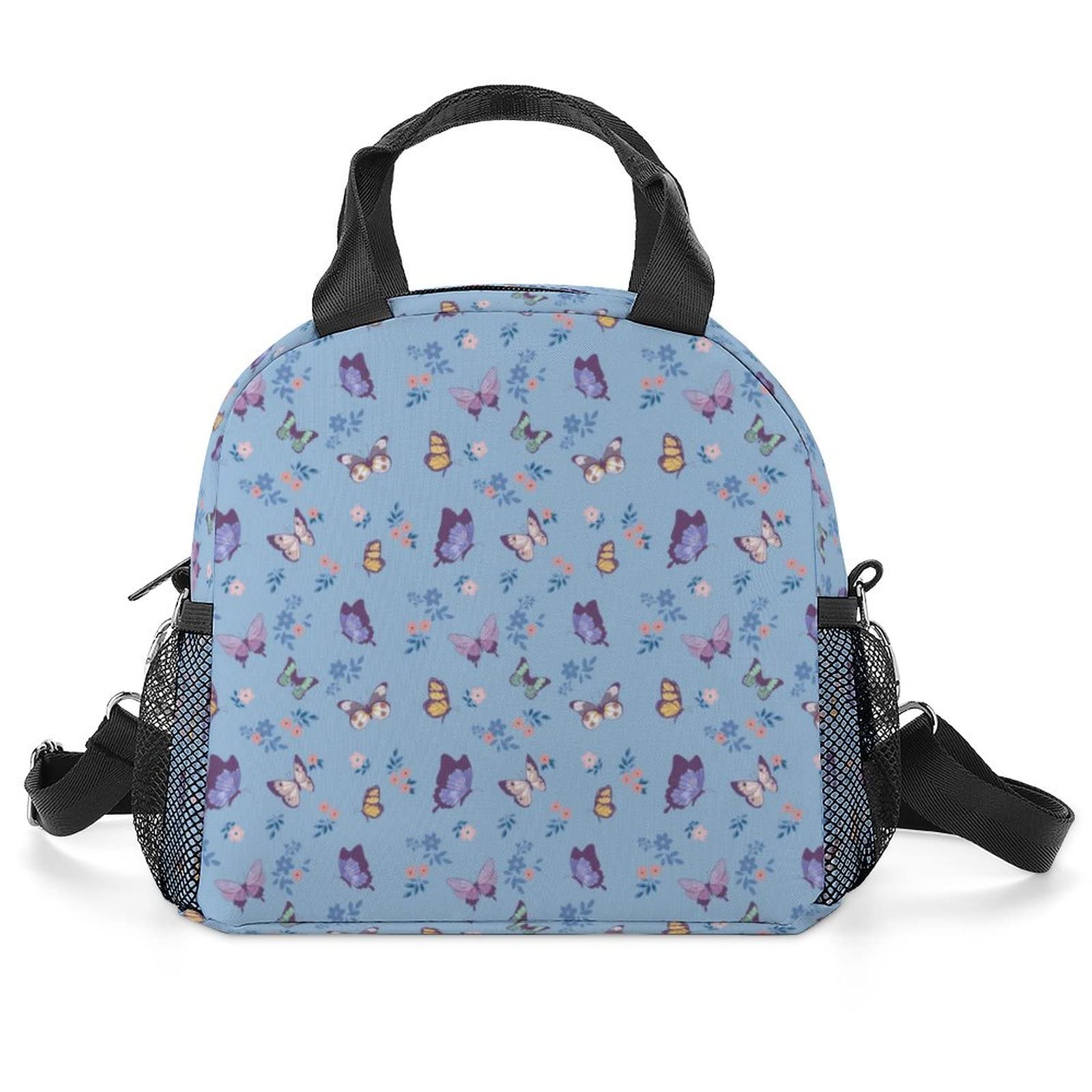 Cute Insulated Butterfly Lunch Box for Kids - Reusable Lunch Bag for Girls & Boys, School, Work & Picnic - Thermal Tote with Mesh Side Pocket & Adjustable Back Strap - Perfect for Daily Meals, Outdoor Activities & Office Lunch Storage