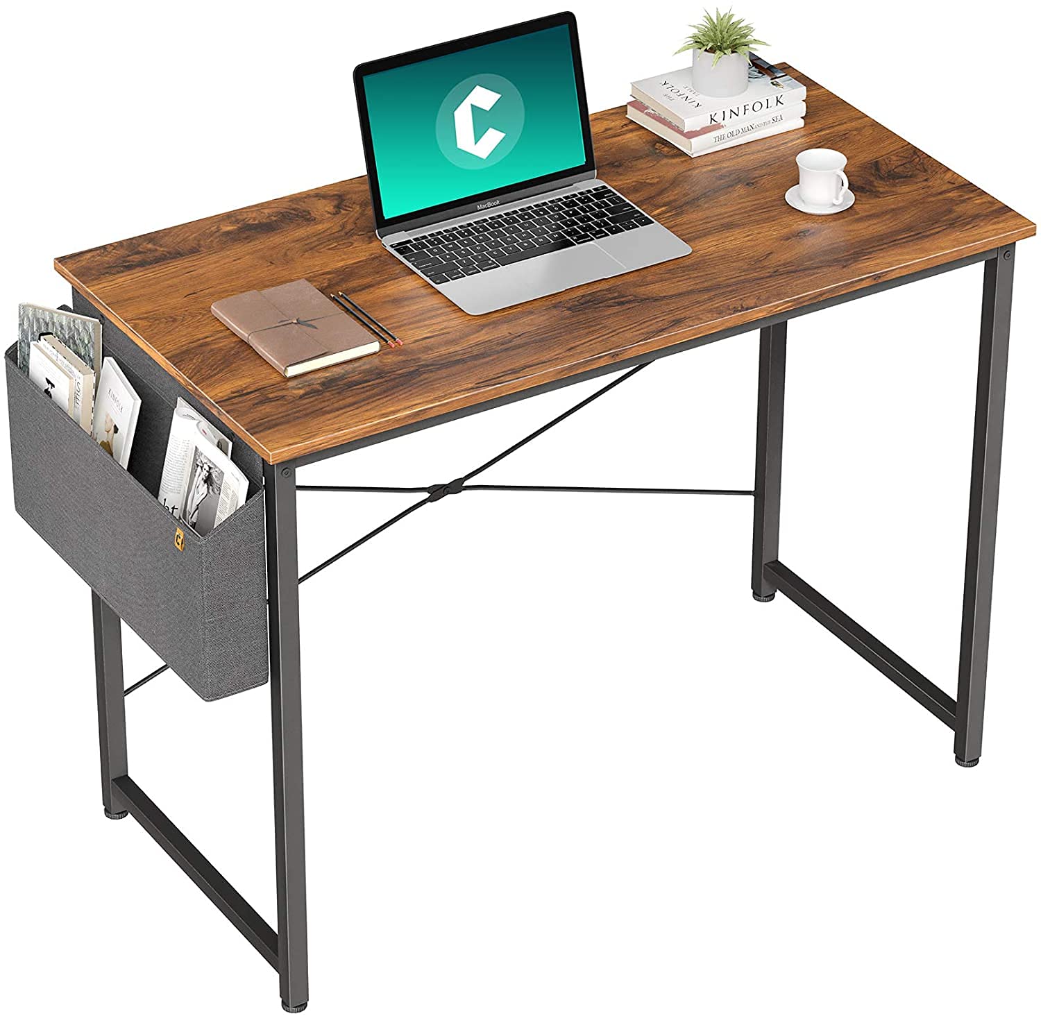 Cubiker 32 Inch Computer Desk for Home Office, Modern Simple Writing Study Desk with Storage Bag, Deep Brown - Perfect for Small Spaces, Gaming & Remote Work