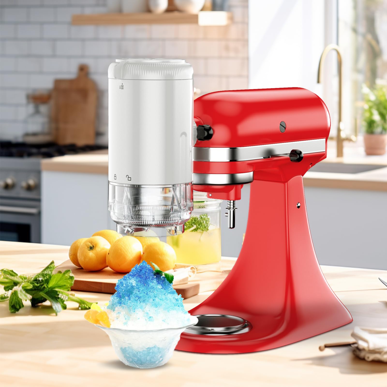 KitchenAid Stand Mixer Ice Shaver Attachment with 8 Ice Molds - Coarse & Fine Blades for Snow Cones, Shaved Ice & Frozen Treats - Perfect for Summer Parties, Dessert Bars & Home Snacking