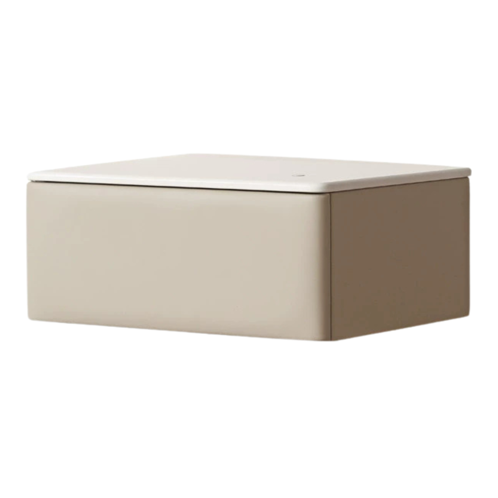 Organic Leather Floating Nightstand - Wall Mounted Cream Rock Board Shelf for Bedroom, Living Room & Office - Modern Minimalist Storage Solution
