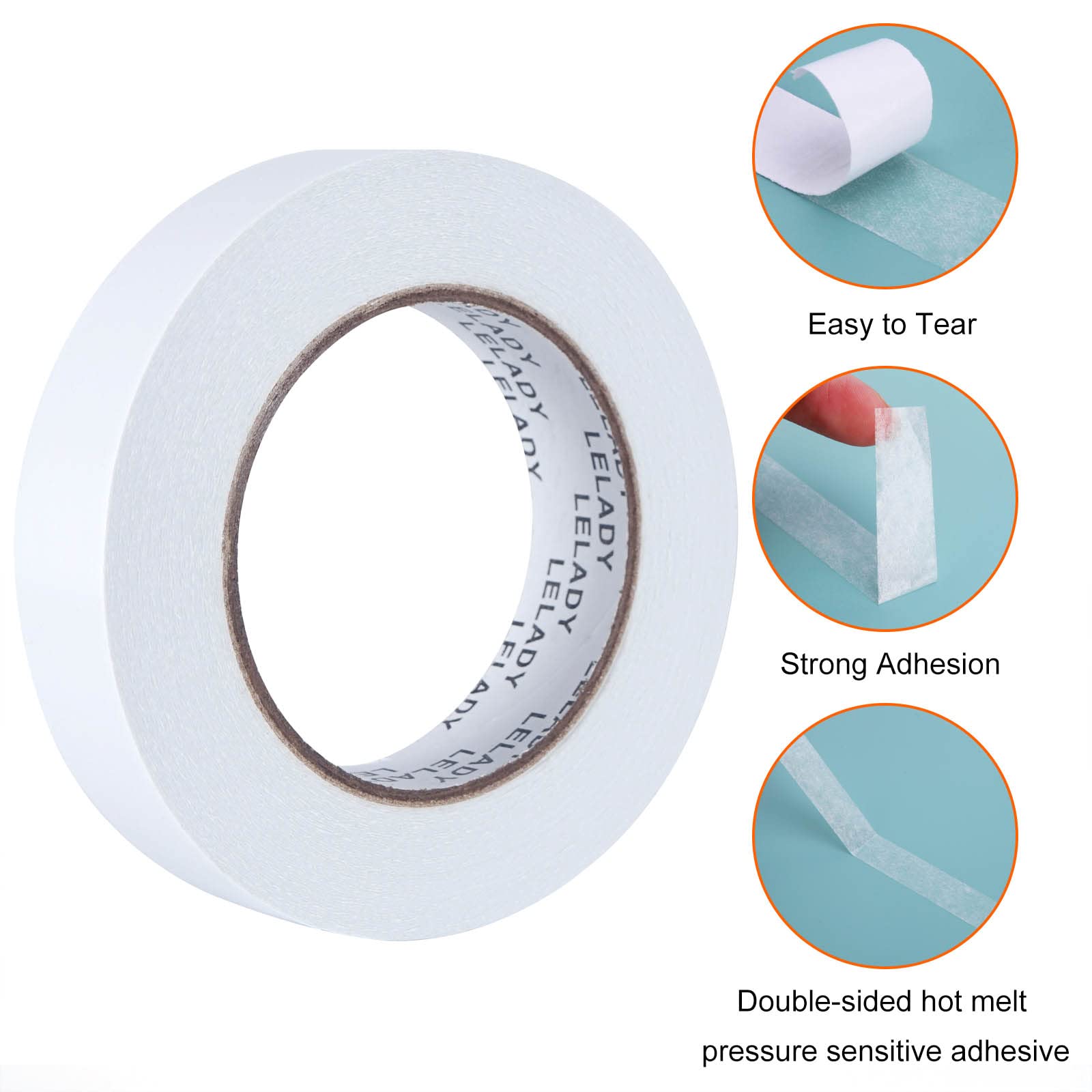 2 Rolls Double Sided Tape 1 Inch x 40 Yards - Strong Adhesive Sticky Tape for Arts, Crafts, Office & School Supplies - Perfect for Scrapbooking, Wall Decor, Photo Mounting & DIY Projects
