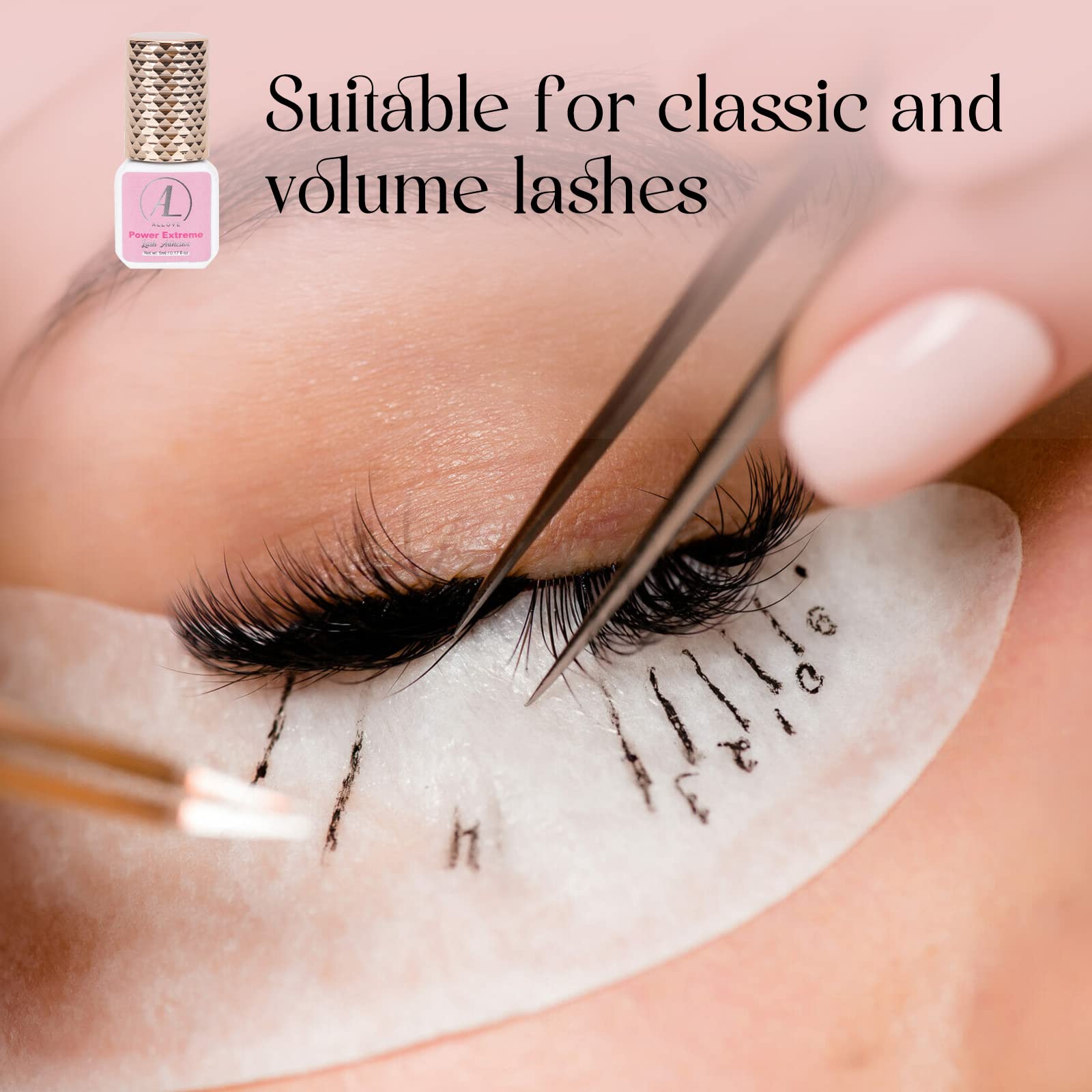 ALLOVE Professional Eyelash Extension Glue - Fast Drying in 1-2 Seconds, Lasts 7-8 Weeks, Waterproof & Long-Lasting - Perfect for Salon Professionals & DIY Lash Extensions at Home
