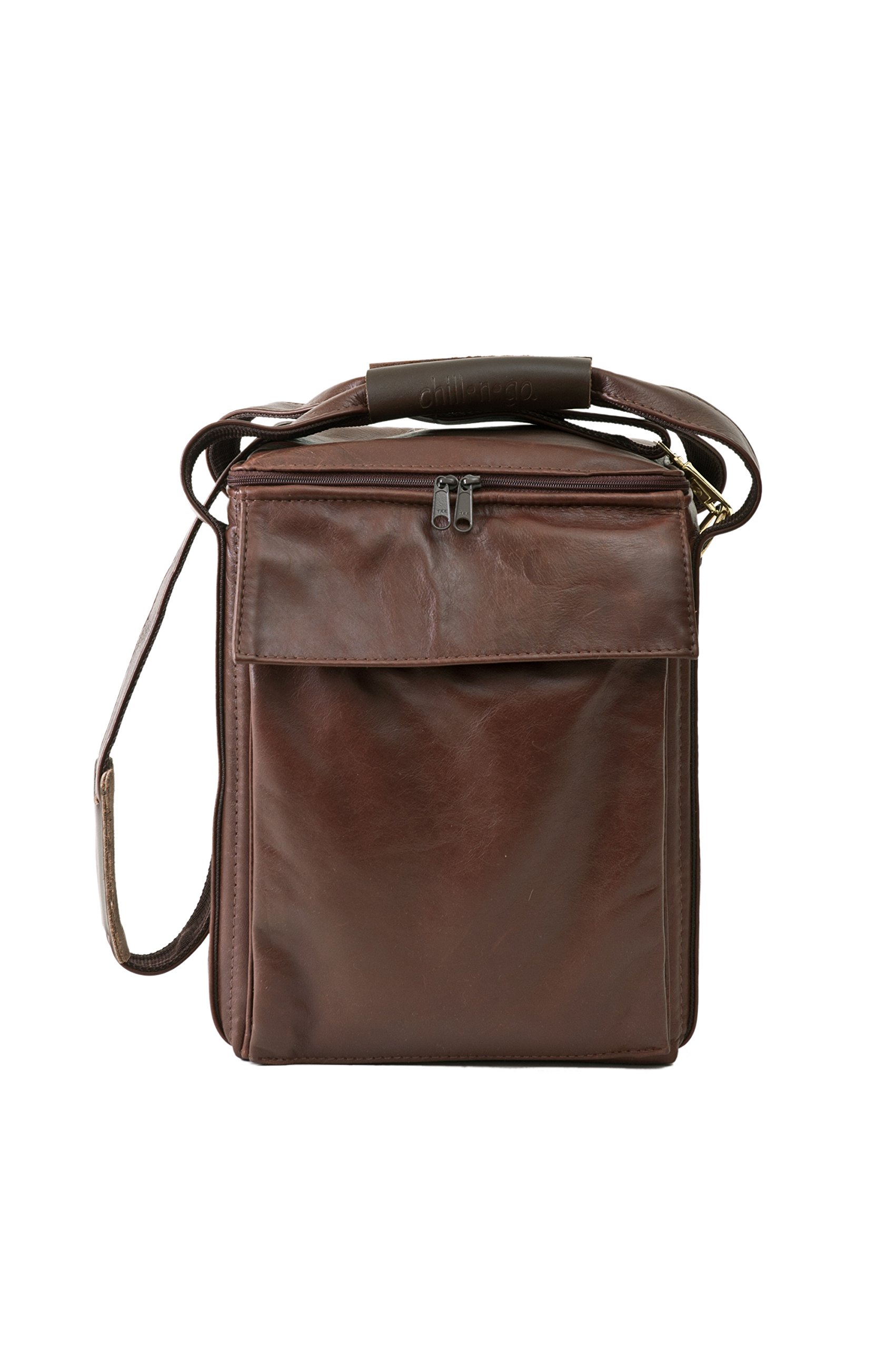 Premium Leather Wine Tote Bag - Chill-n-go® Six Bottle Traveler for Wine Lovers (Cowboy Chocolate) | Perfect for Picnics, Parties & Outdoor Adventures