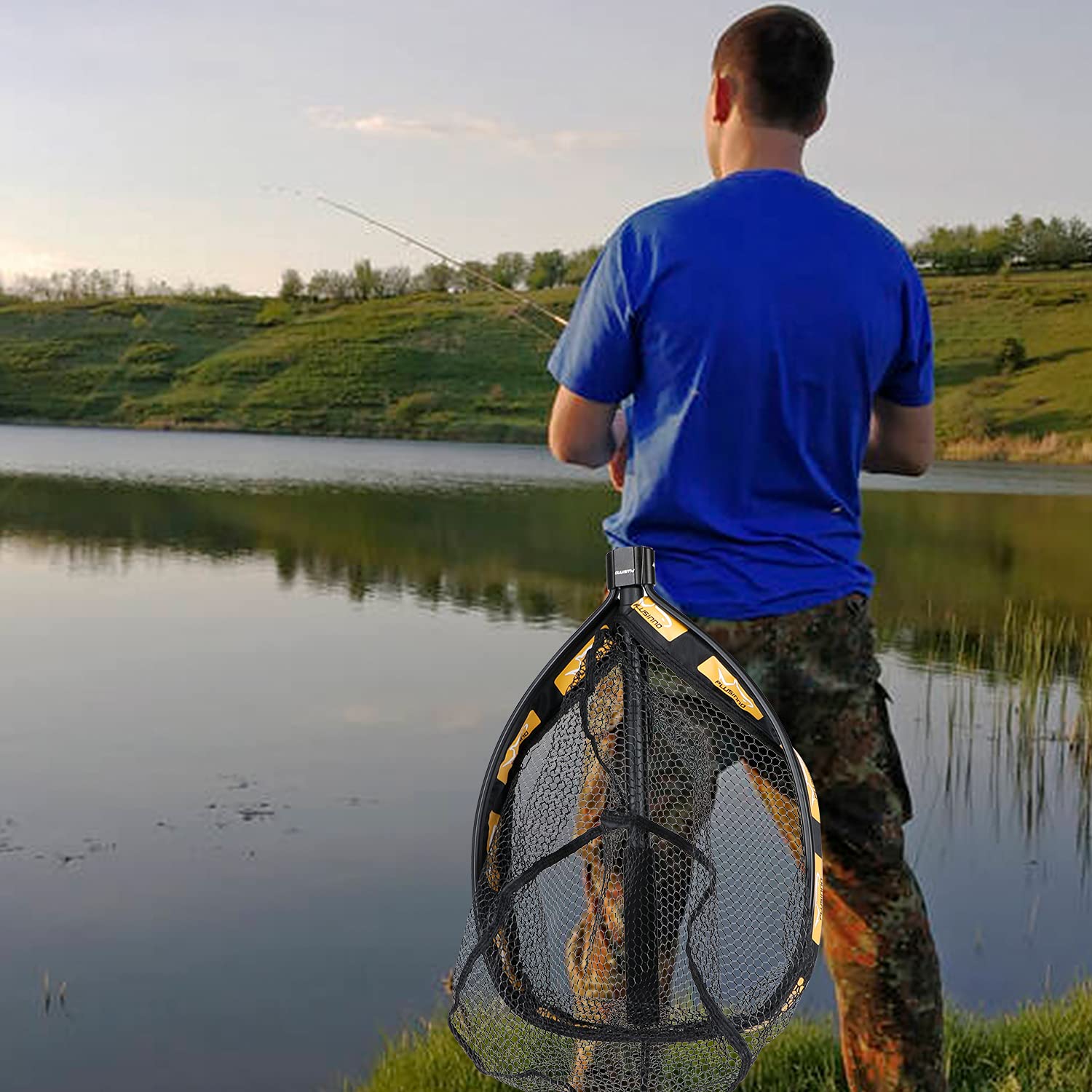 **PLUSINNO Floating Rubber Coated Fishing Net – Lightweight & Durable for Steelhead, Salmon, Bass, Trout, Catfish – Ideal for Fly Fishing, Kayak Fishing & Catch & Release – Easy to Transport & Store**    *(Perfect for freshwater & saltwater fishing, riverbank adventures, and kayak anglers!)*