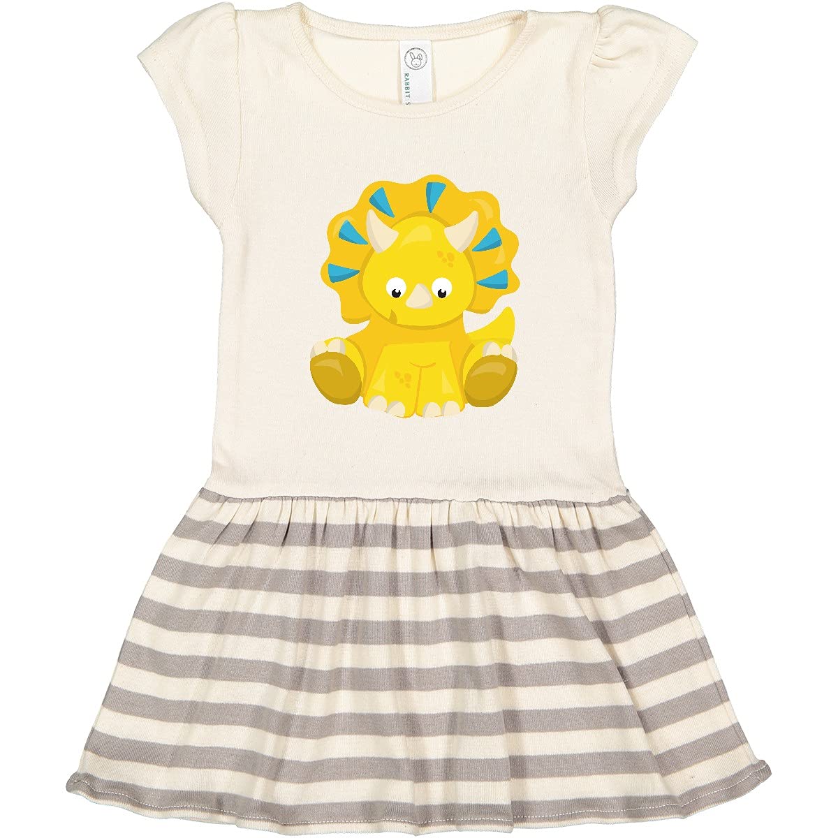 Inktastic Cute Dinosaur Print Toddler Dress - Baby Dino & Triceratops Outfit for Girls & Boys | Perfect for Playdates, Birthday Parties & Everyday Wear
