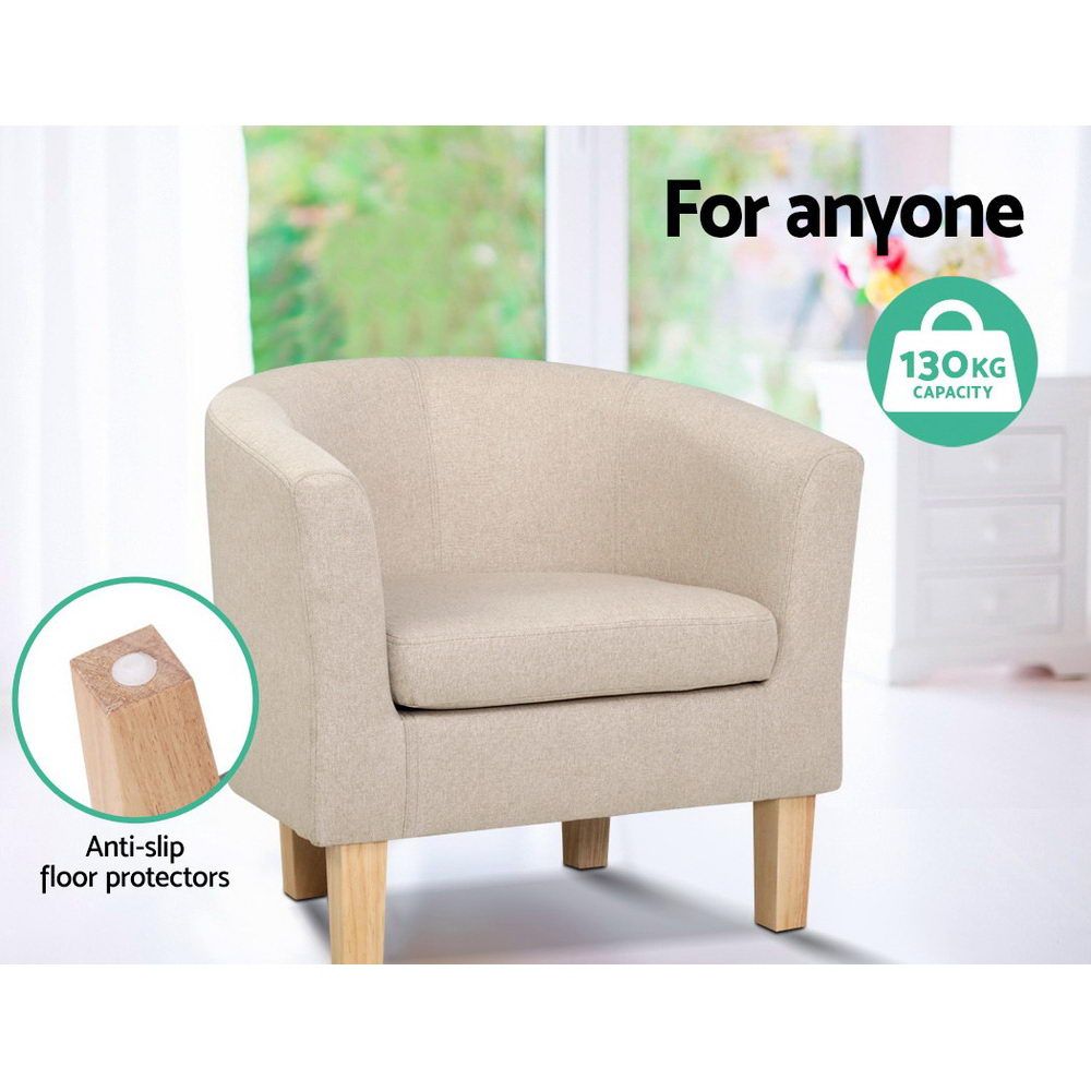 Comfortable Abby Armchair & Sofa Chair in Beige - Perfect for Living Room, Bedroom, or Office Relaxation