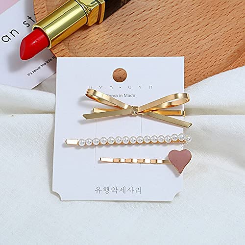 BOTIST Geometric Hollow Metal Hair Clips for Women - Korean Style Barrettes with Pearl Accents (3-Pack) | Perfect for Updos, Braids & Everyday Hairstyles