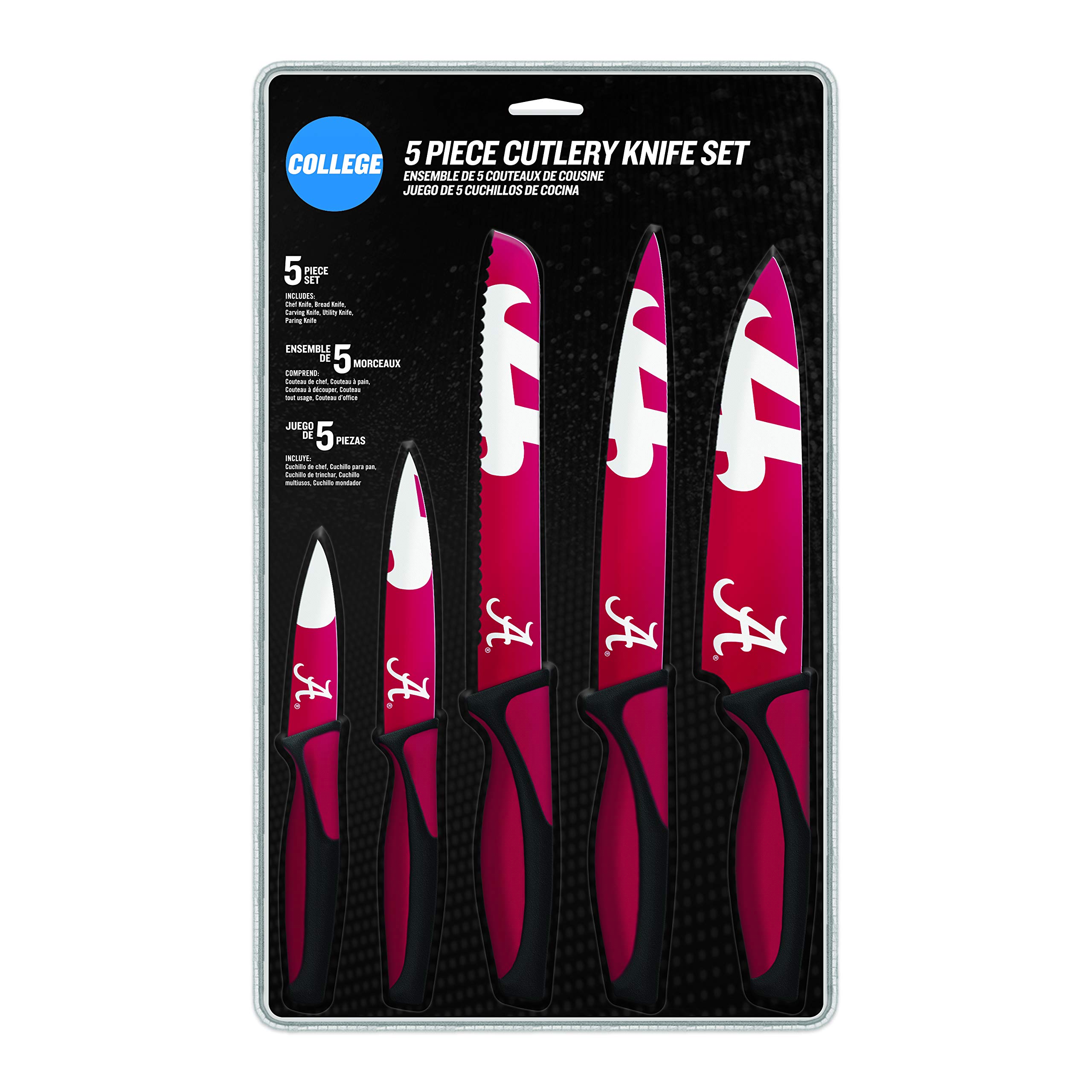 NCAA Kitchen Knives Set - 5-Piece Stainless Steel Chef, Bread, Carving, Utility & Pairing Knives - Dishwasher Safe - Perfect Gift for Sports Fans - Ideal for Cooking, Slicing Bread, Carving Meats & Food Prep