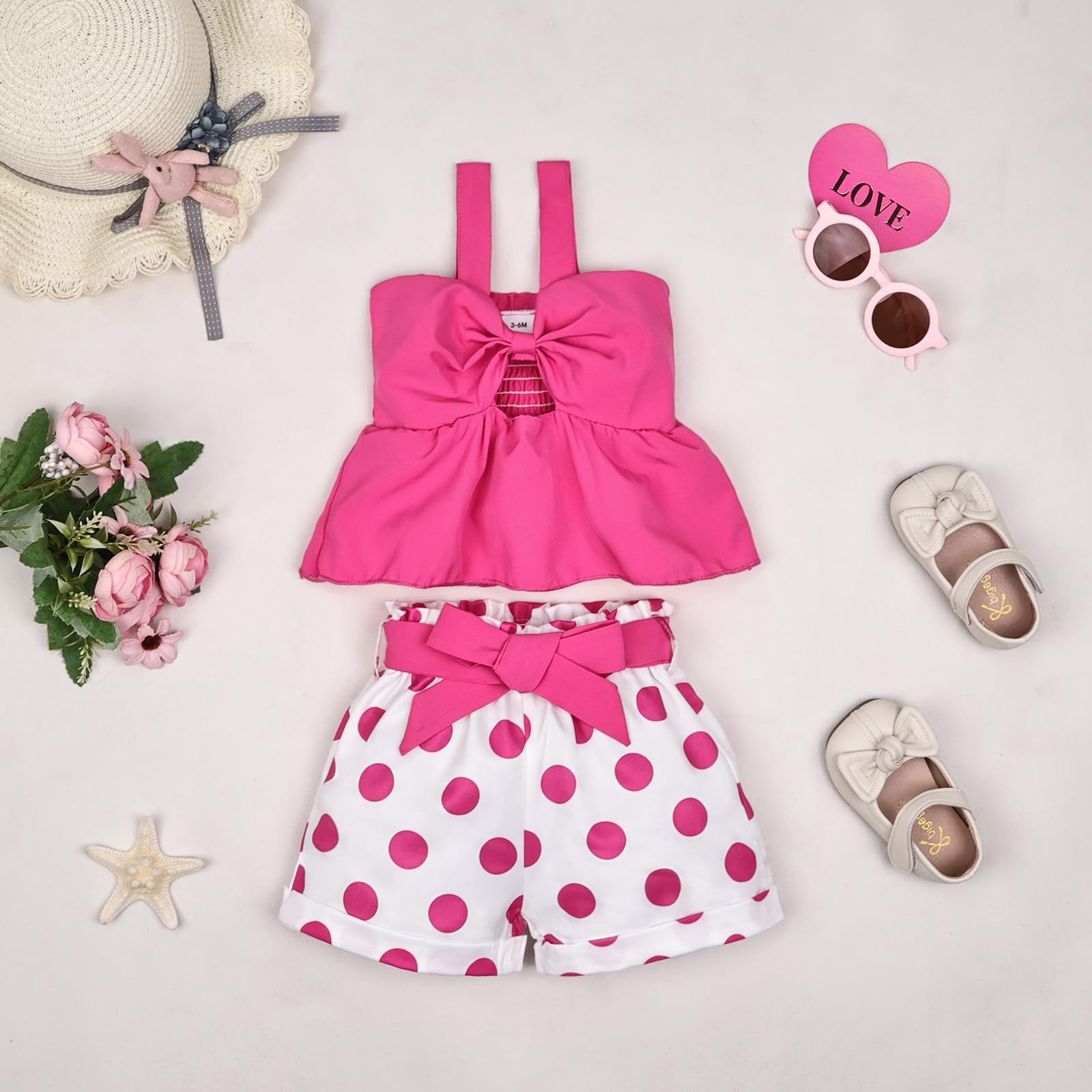 Adorable Baby Girl Summer Outfits - Bow Strap Tank Top & Shorts Set for Infants 3 Months to 4 Years | Perfect for Playdates, Beach Trips & Family Photos