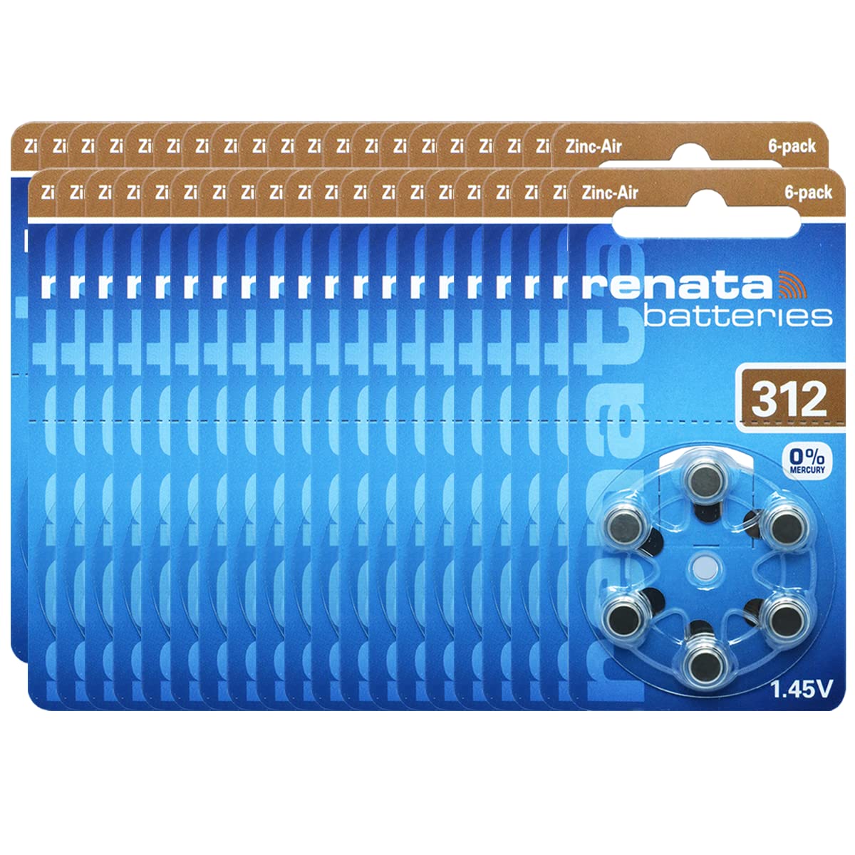 Renata 312 Zinc Air 1.45V Hearing Aid Batteries (300 Count) - Swiss-Designed Long-Lasting Power for Hearing Devices | Perfect for Daily Use, Travel & Emergency Backup