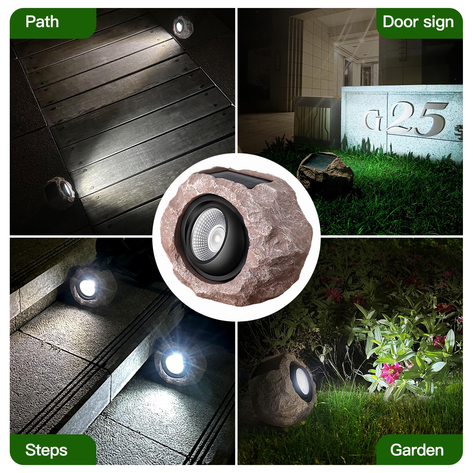 Timeflies Solar Rock Lights Outdoor - 1 Pack Super Bright Solar Spot Lights, IP65 Waterproof Solar Yard Lights with Auto On/Off - Perfect for Garden Paths, Sidewalks, Yards, Landscapes & Patios - Ideal for Outdoor Decoration, Pathway Lighting & Nighttime Safety