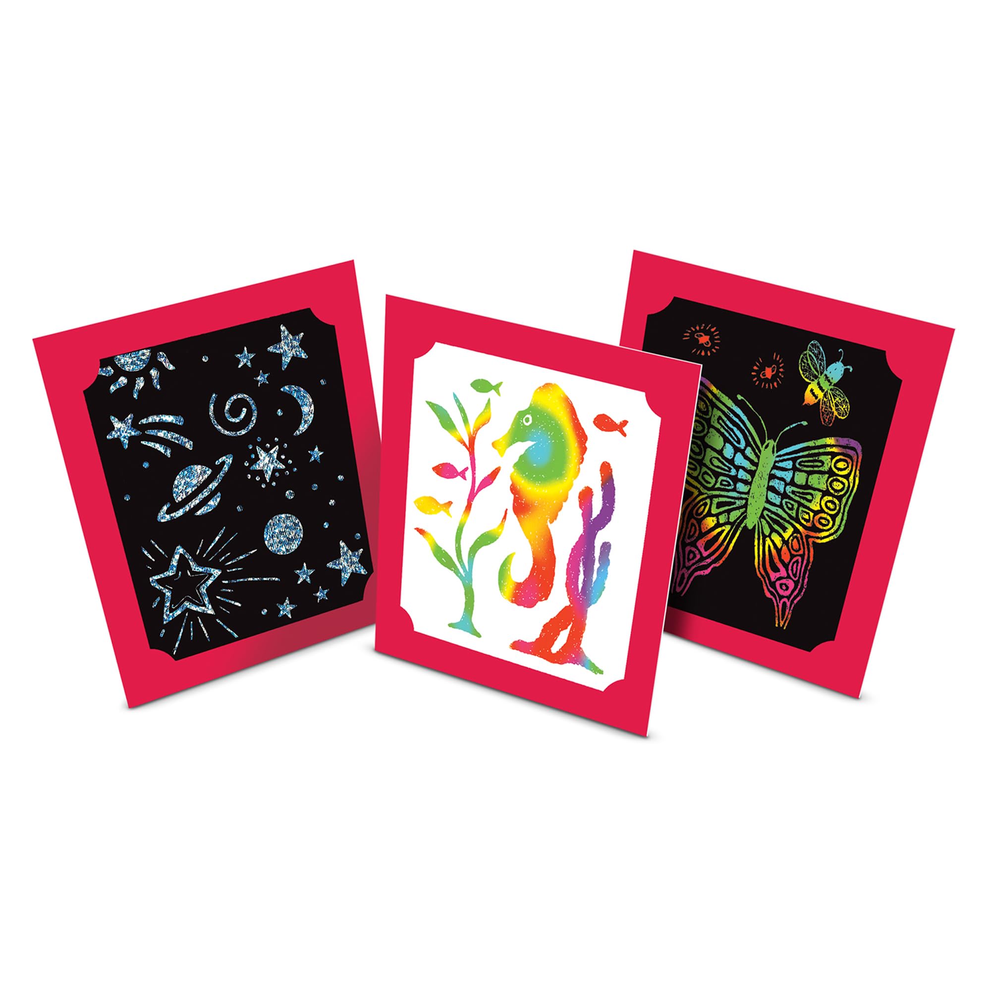 Melissa & Doug Deluxe Scratch Art Set for Kids - 16 Scratch Boards, 2 Stylus Tools & 3 Display Frames - FSC Certified Creative Art Activity for Home, School & Party Fun