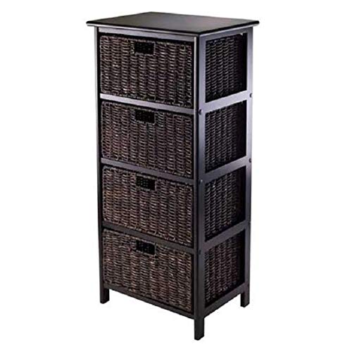 Modern 5-Piece Black Storage Organizer Set with Foldable Baskets - 36.75