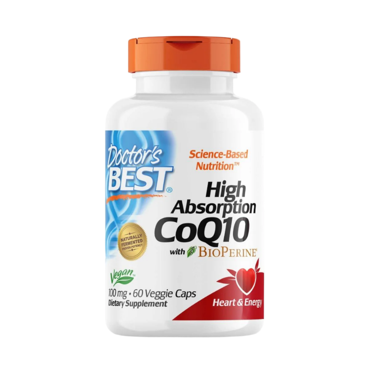 Doctor's Best High Absorption CoQ10 100mg with BioPerine - 60 Vegetarian Capsules for Heart Health & Energy Support - Perfect for Adults Seeking Cardiovascular Wellness & Cellular Energy Boost