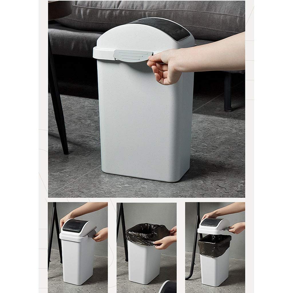 Stainless Steel Rocking Lid Trash Can - 13 Gallon Kitchen Garbage Bin with Odor Control, Narrow Design for Small Spaces - Perfect for Home, Office, Bathroom & Recycling Use