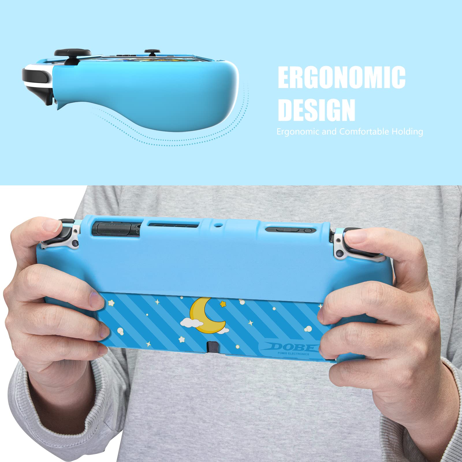 Nintendo Switch OLED Protective Case & Accessories Kit - Blue | Includes Switch OLED Game Case & Thumb Grips | Perfect for Travel, Gaming & Storage Protection